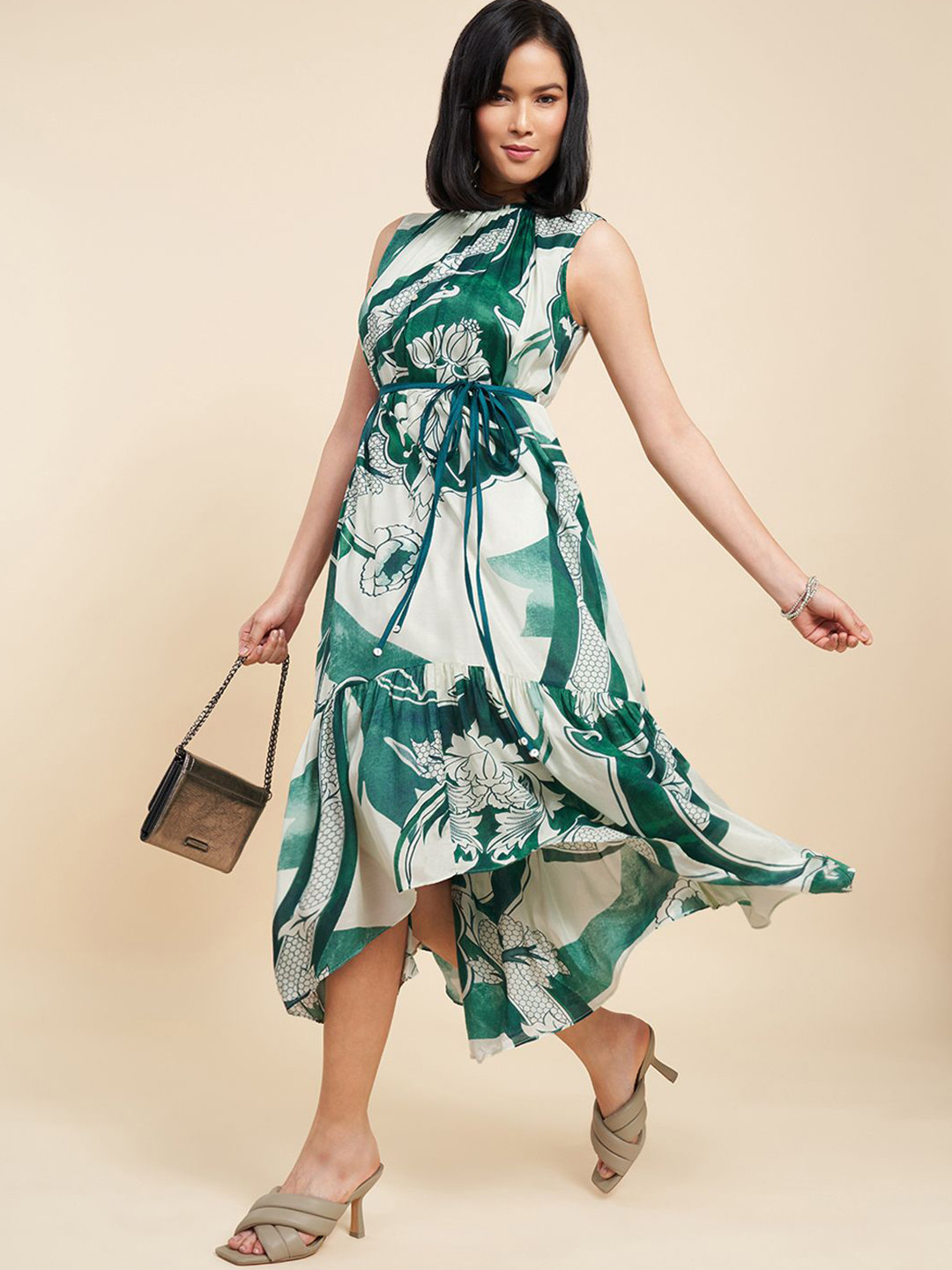 Marigold Lane Women Fit and Flare Sleeveless Midi Dress