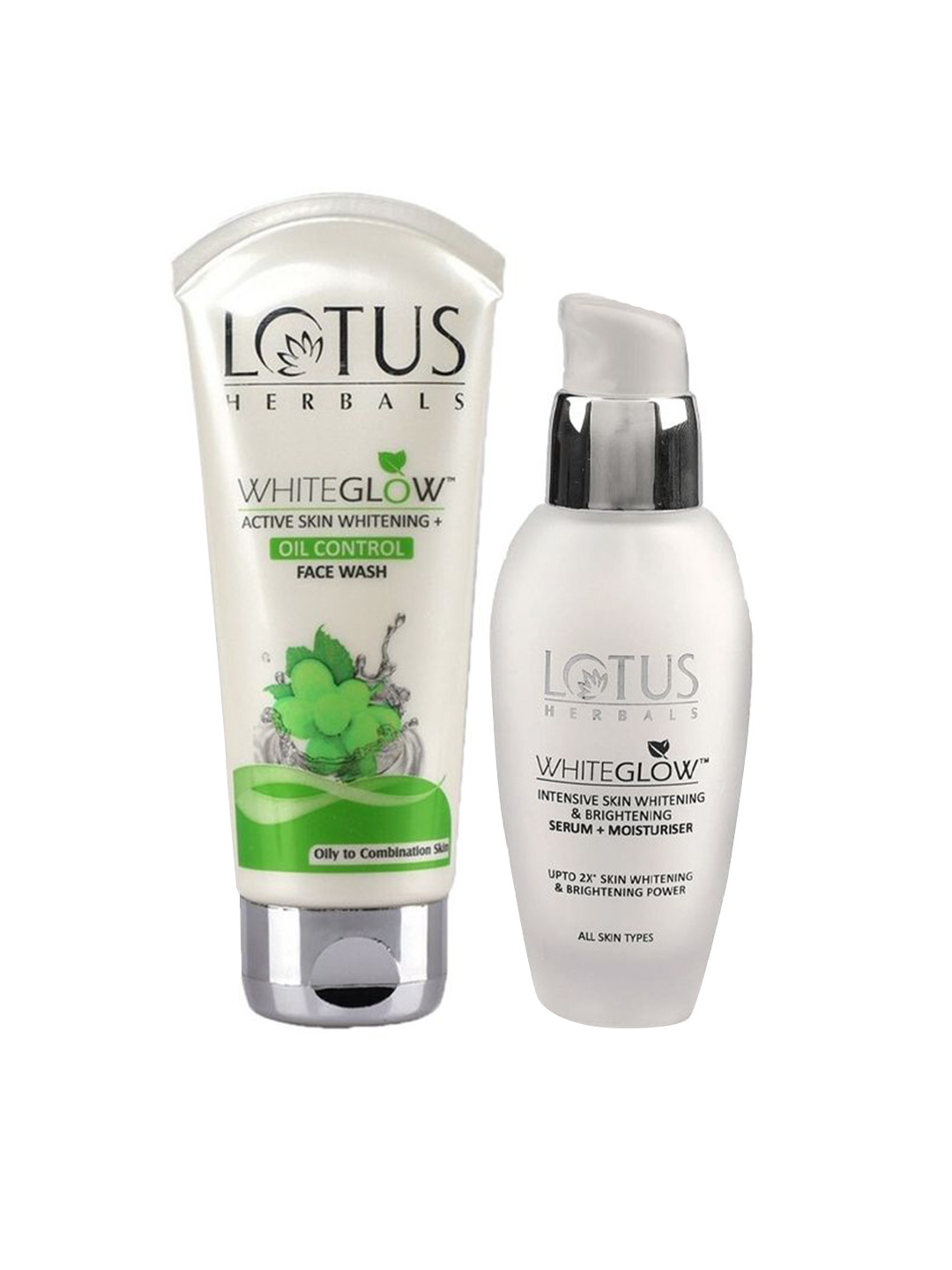 Lotus Herbals Set Of 2 Whiteglow Oil Control Face Wash - 100 g & Intensive Serum - 30 ml