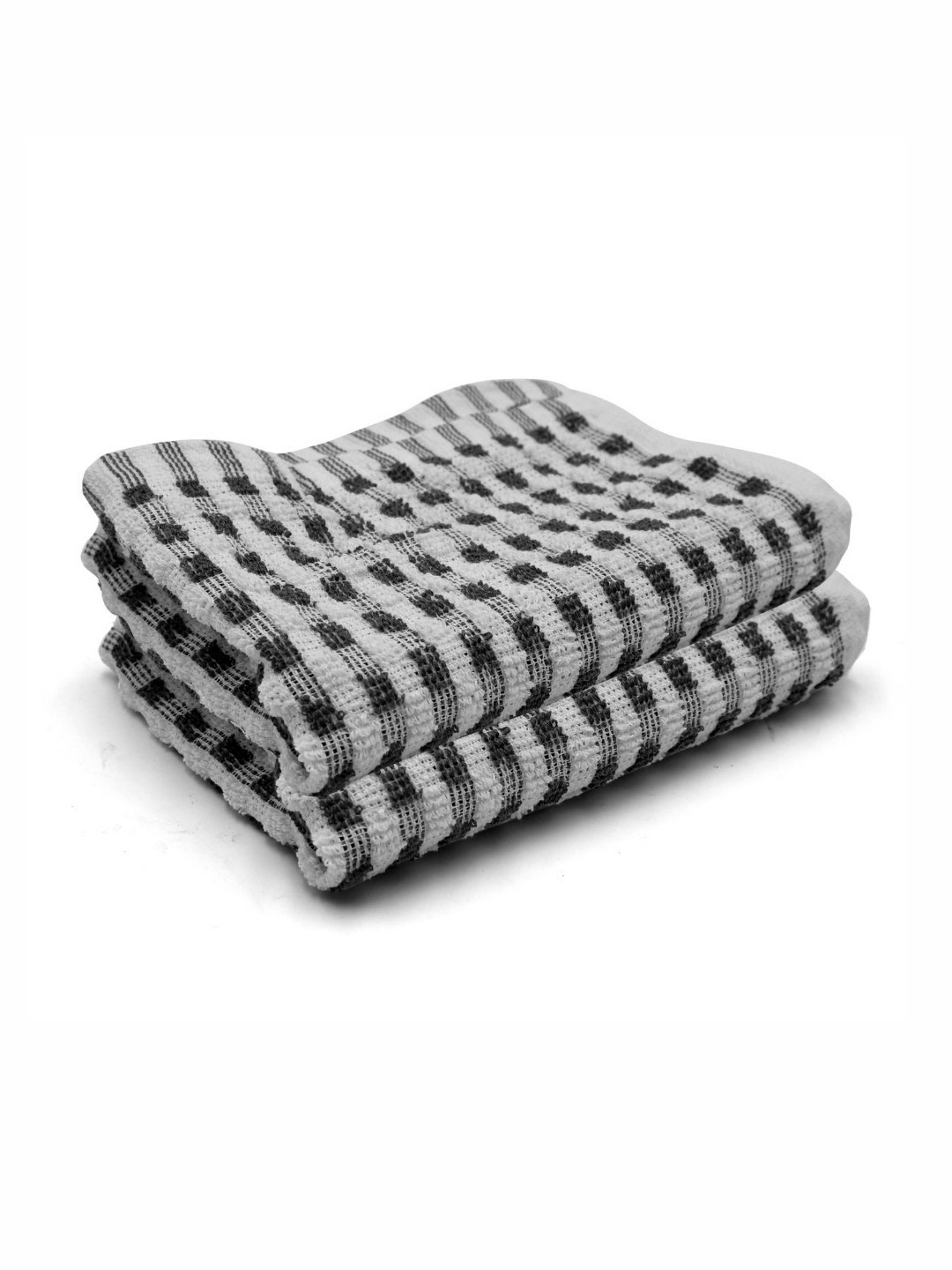 PRAKARTIK Black & White 2 Pieces Checked Pure Cotton Kitchen Towels