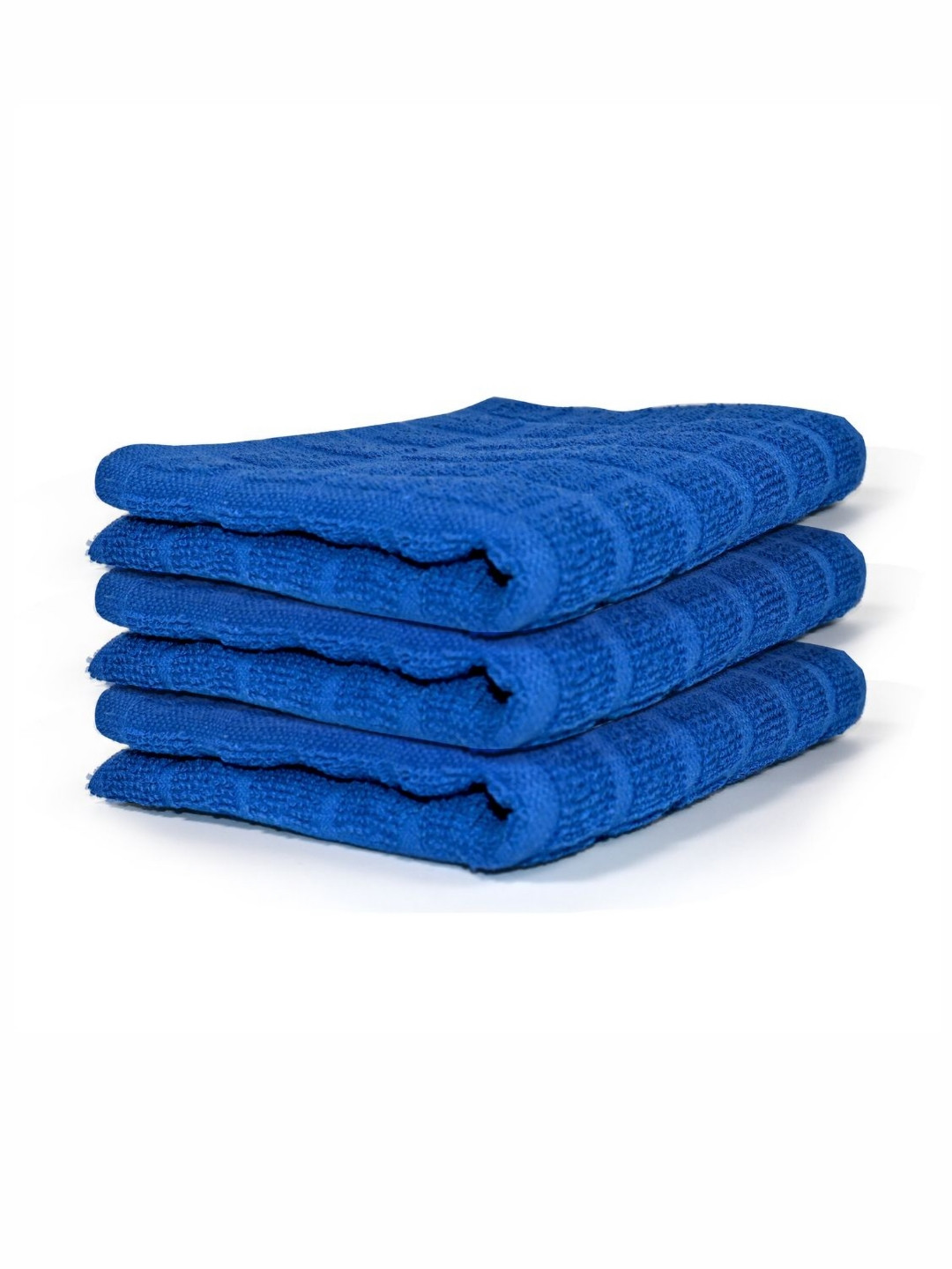 PRAKARTIK Blue 3 Pieces Textured Pure Cotton Heat Resistant Kitchen Towels