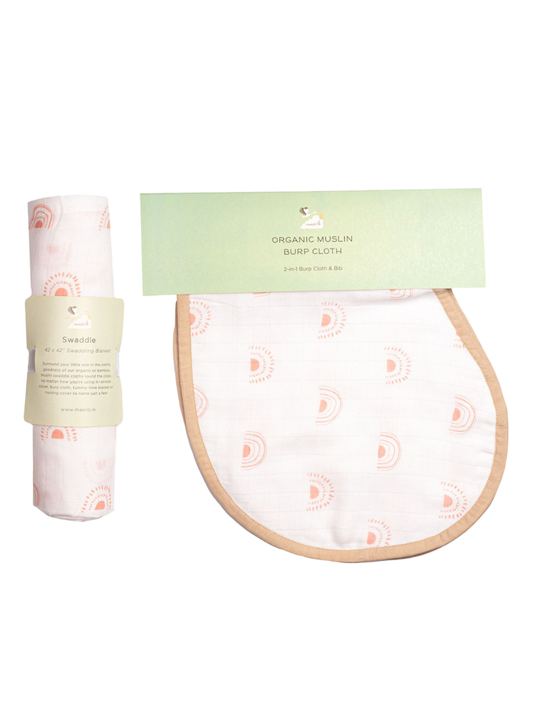 Masilo Over The Rainbow Unisex Printed Swaddle & Burp Cloth Bib