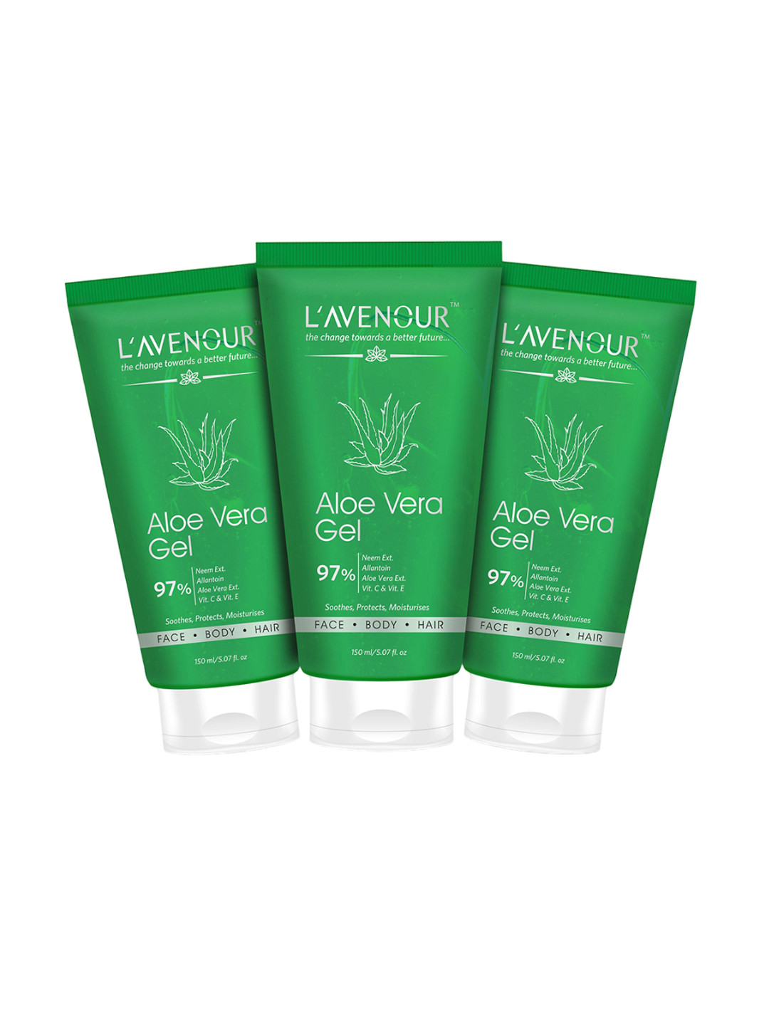 L'AVENOUR Set Of 3 Pure Aloe Vera Gel - 150 ml Each