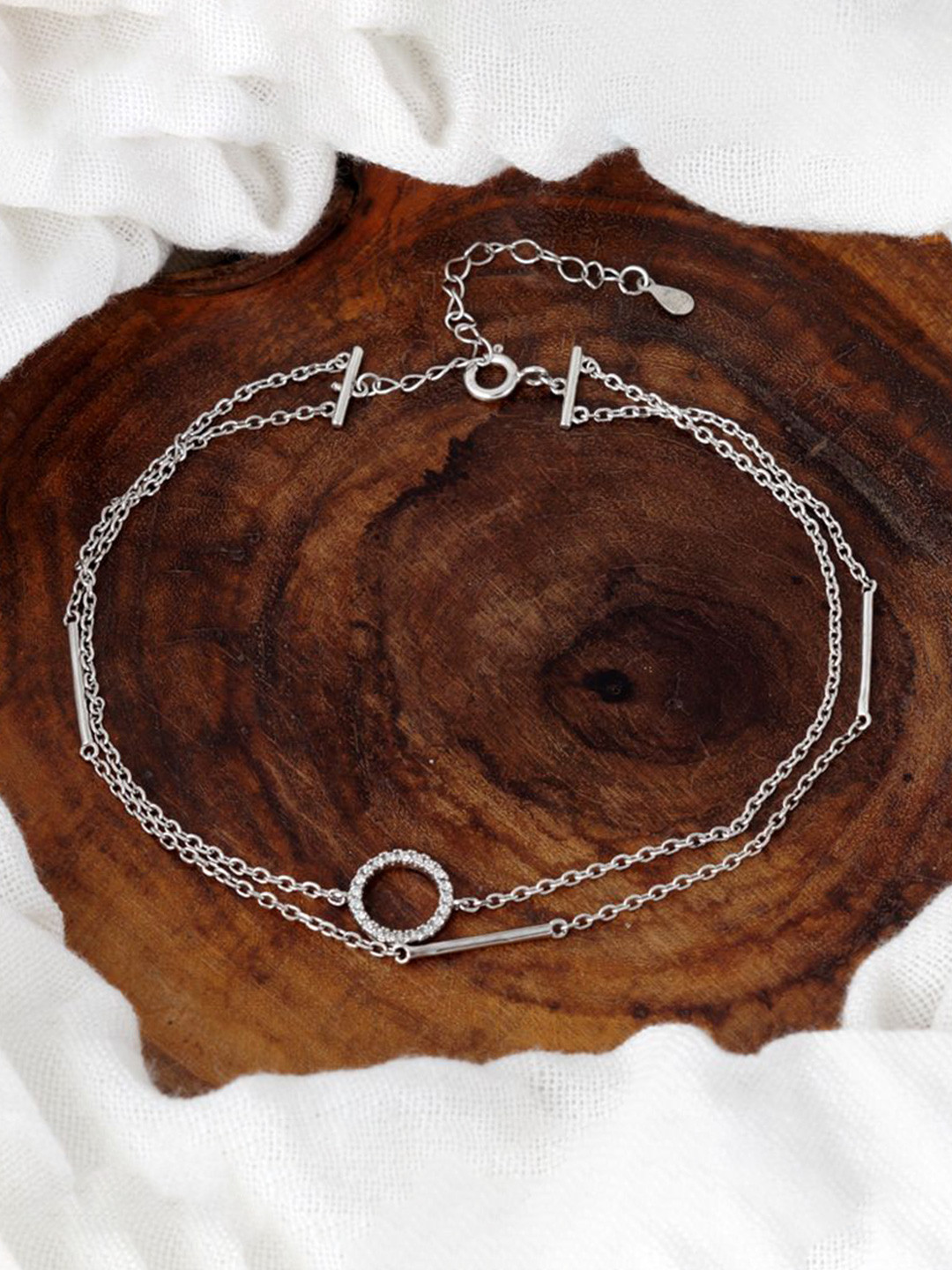 Tuanz Silver Jewelry Madhuban Circle of Life 925 Sterling Silver Rhodium-Plated Anklet