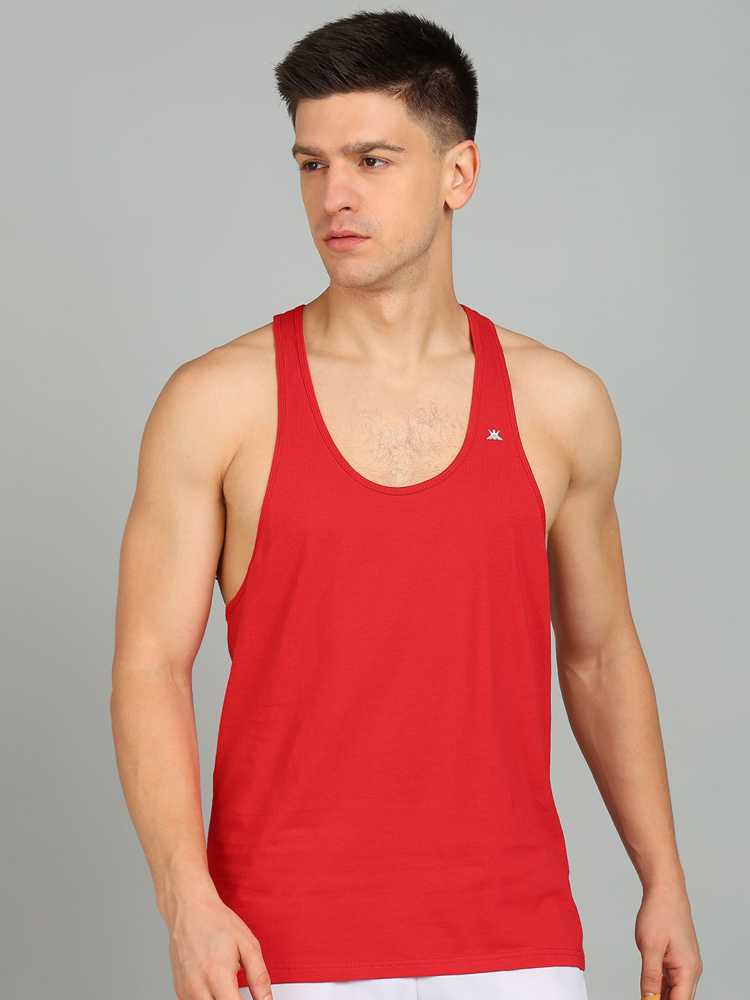 KOBO Men Pure Cotton Basic Gym Vest KV-01-RED-M