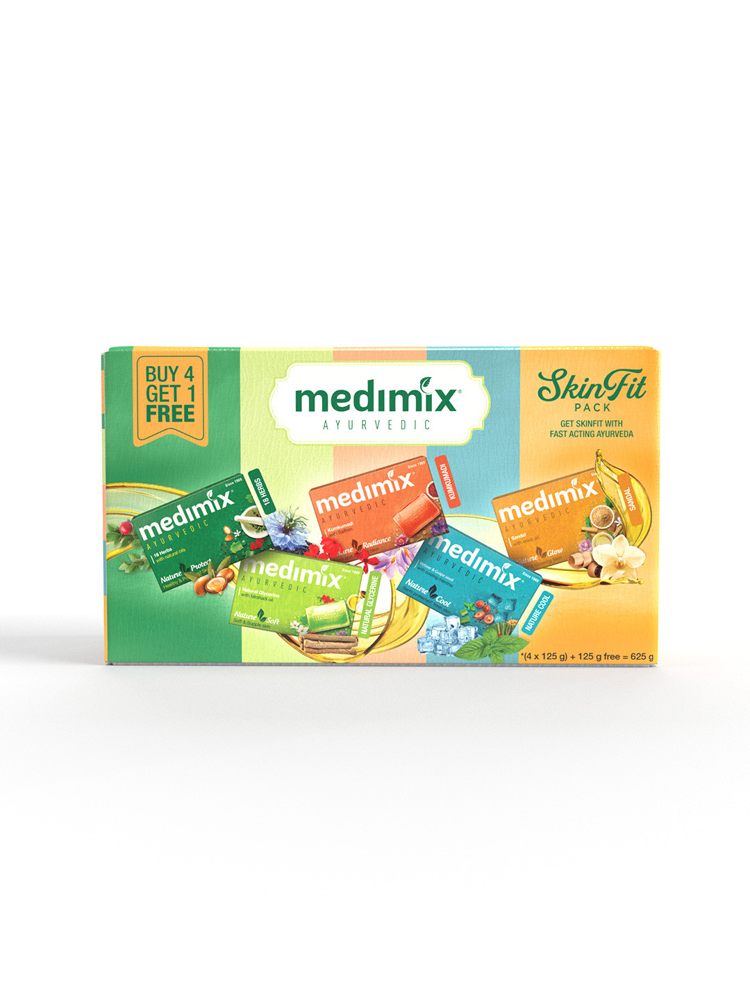 medimix AYURVEDIC 5-Pcs Skin Fit Assorted Soap Pack - 125 g each
