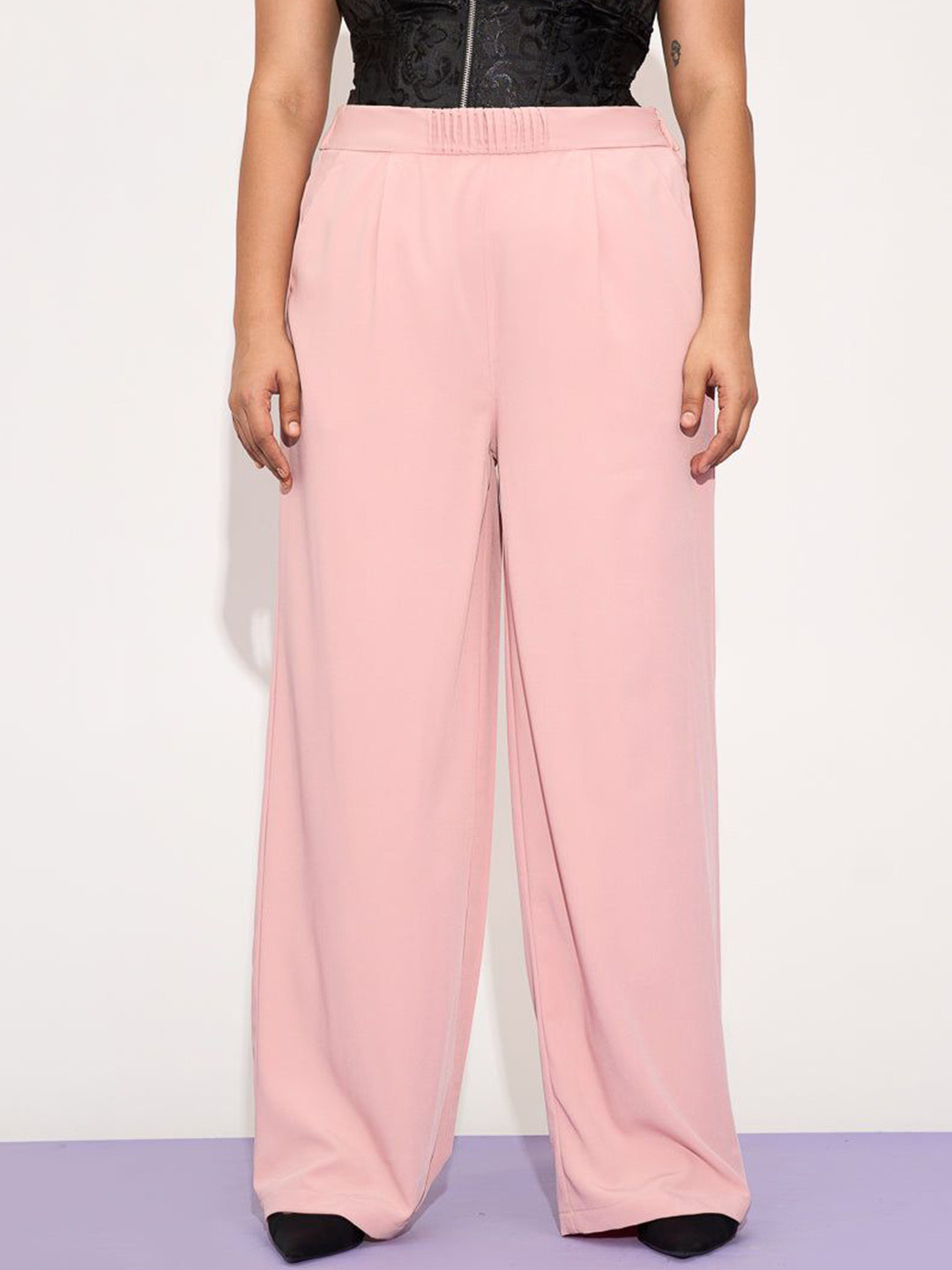 FREAKINS Women High-Rise Pleated Korean Pants