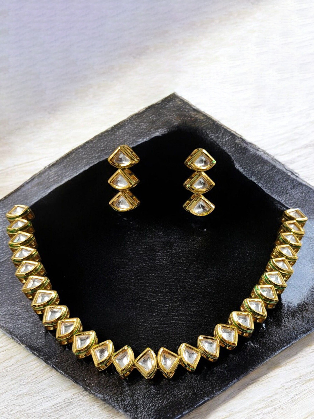 Knigght Angel Jewels Gold Plated Kundan Studded Jewellery Set