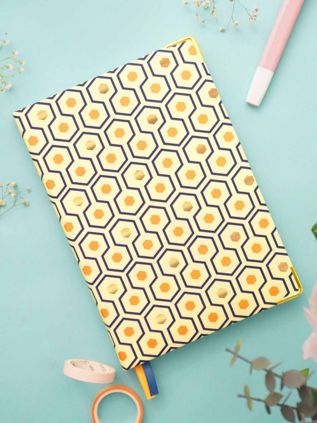 Doodle Vintage Charm Self Design A5 Notebook with Metal Corner