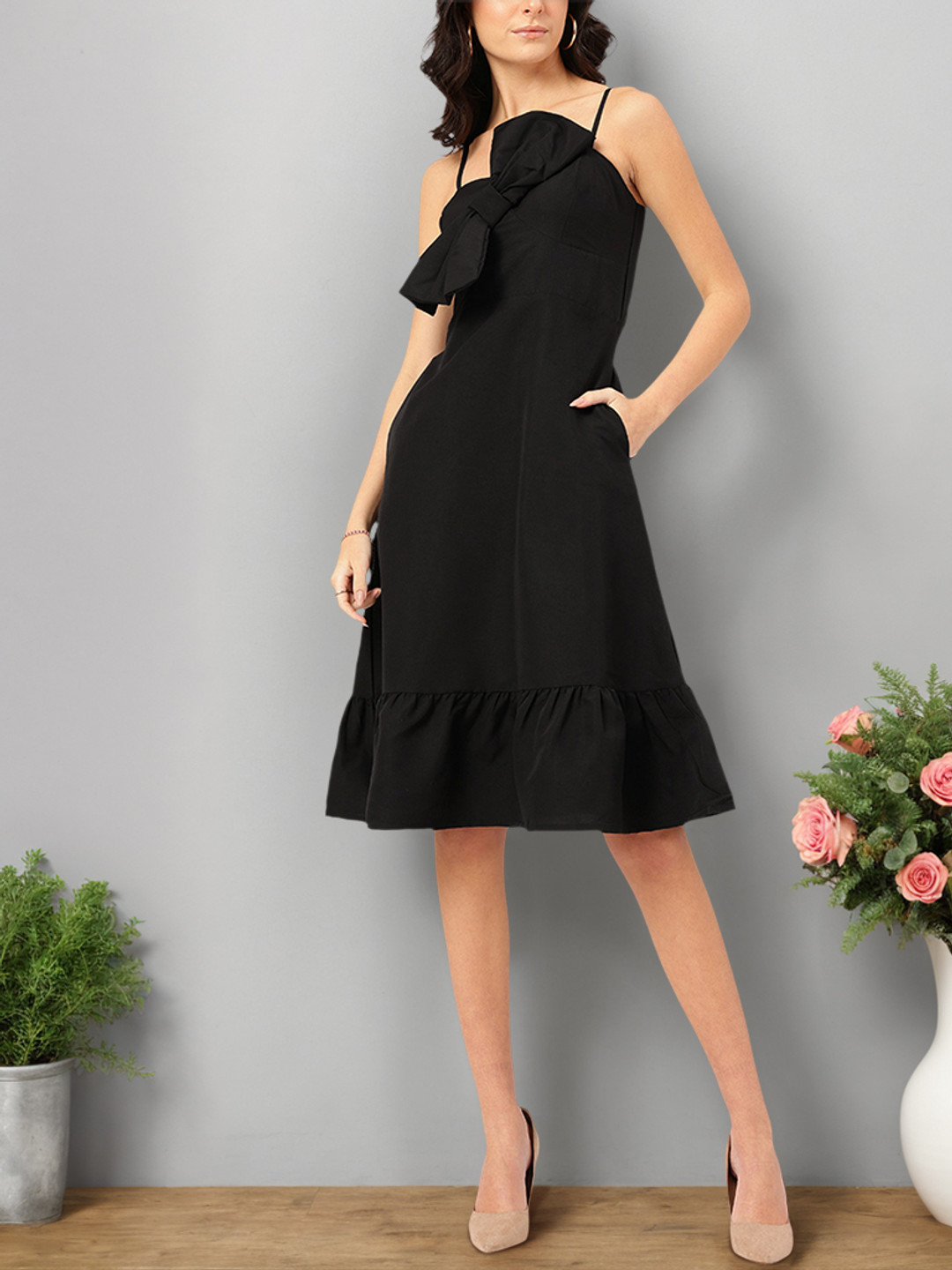 DressBerry Front Bow A-Line Dress