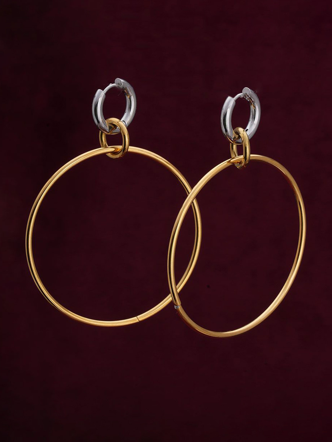 PALMONAS Gold-Plated Stainless Steel Waterproof and Anti-Tarnish Circular Hoop Earrings