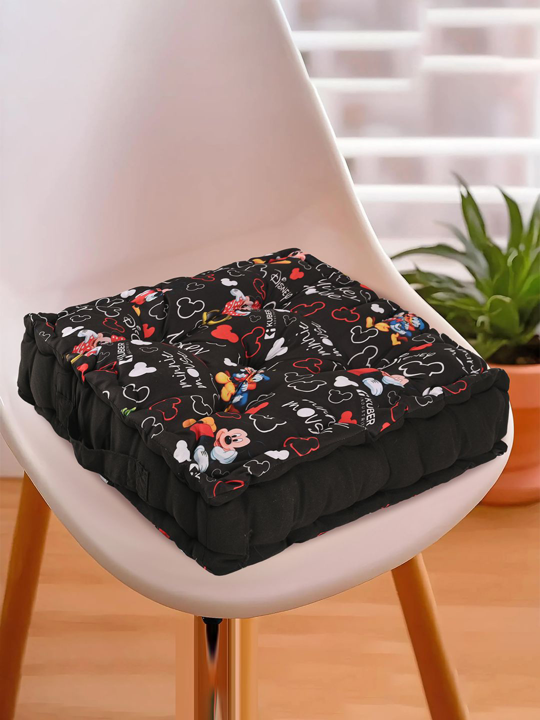 Kuber Industries Disney Printed Square Shape Rest Soft  Chair Pad