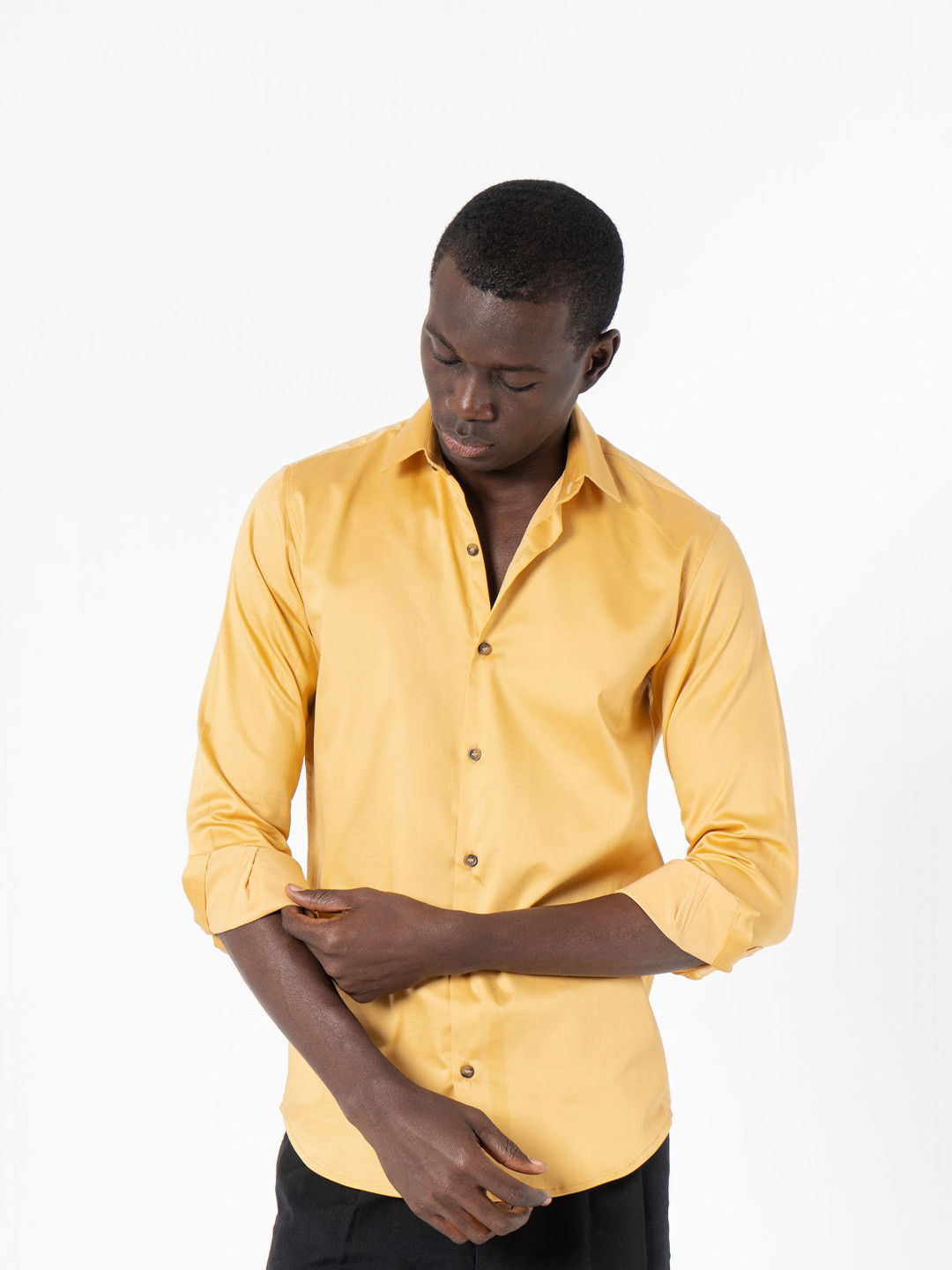 SANSKRUTIHOMES Men India Slim Spread Collar Solid Satin Slim Fit Casual Shirt