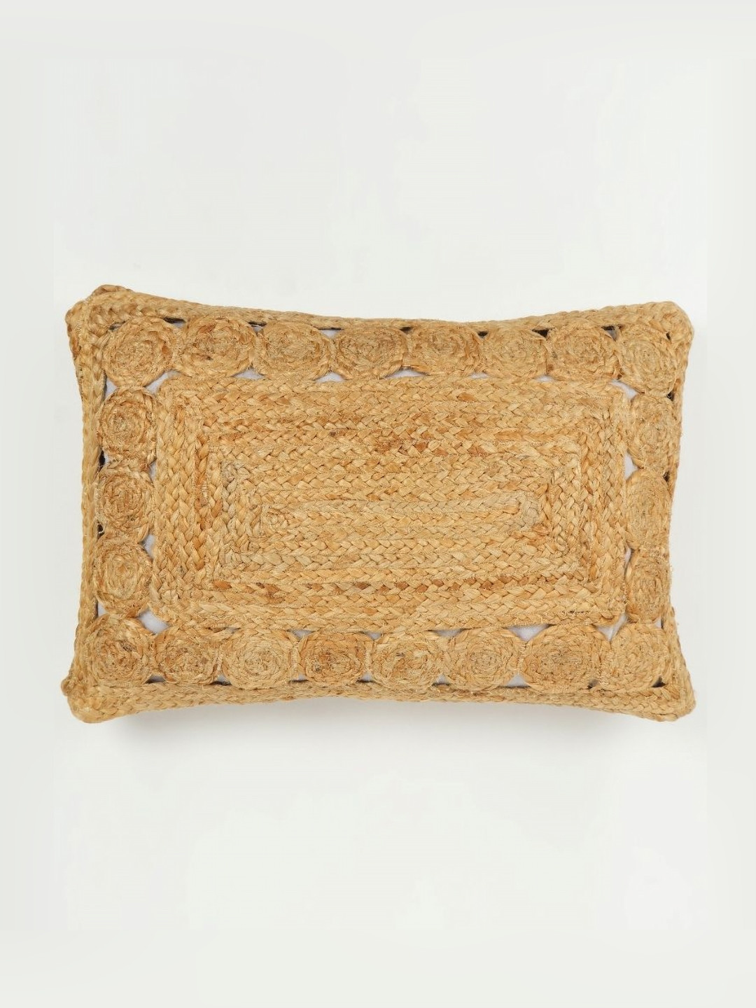 Art Avenue Beige & Cream-Coloured Self Design Hemp Rectangle Cushion Covers