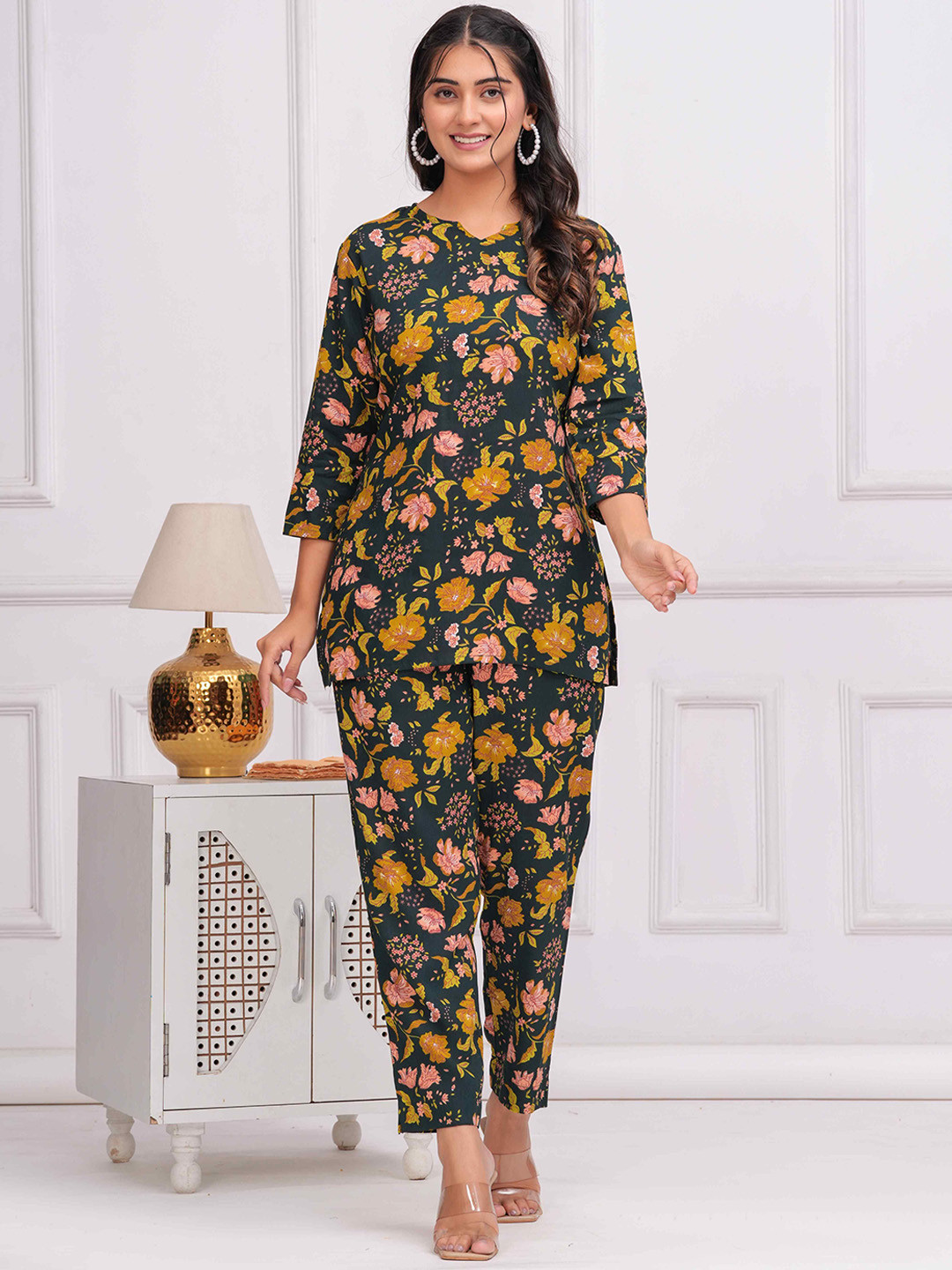 TANISHA Floral Printed Round Neck Tunic & Trouser