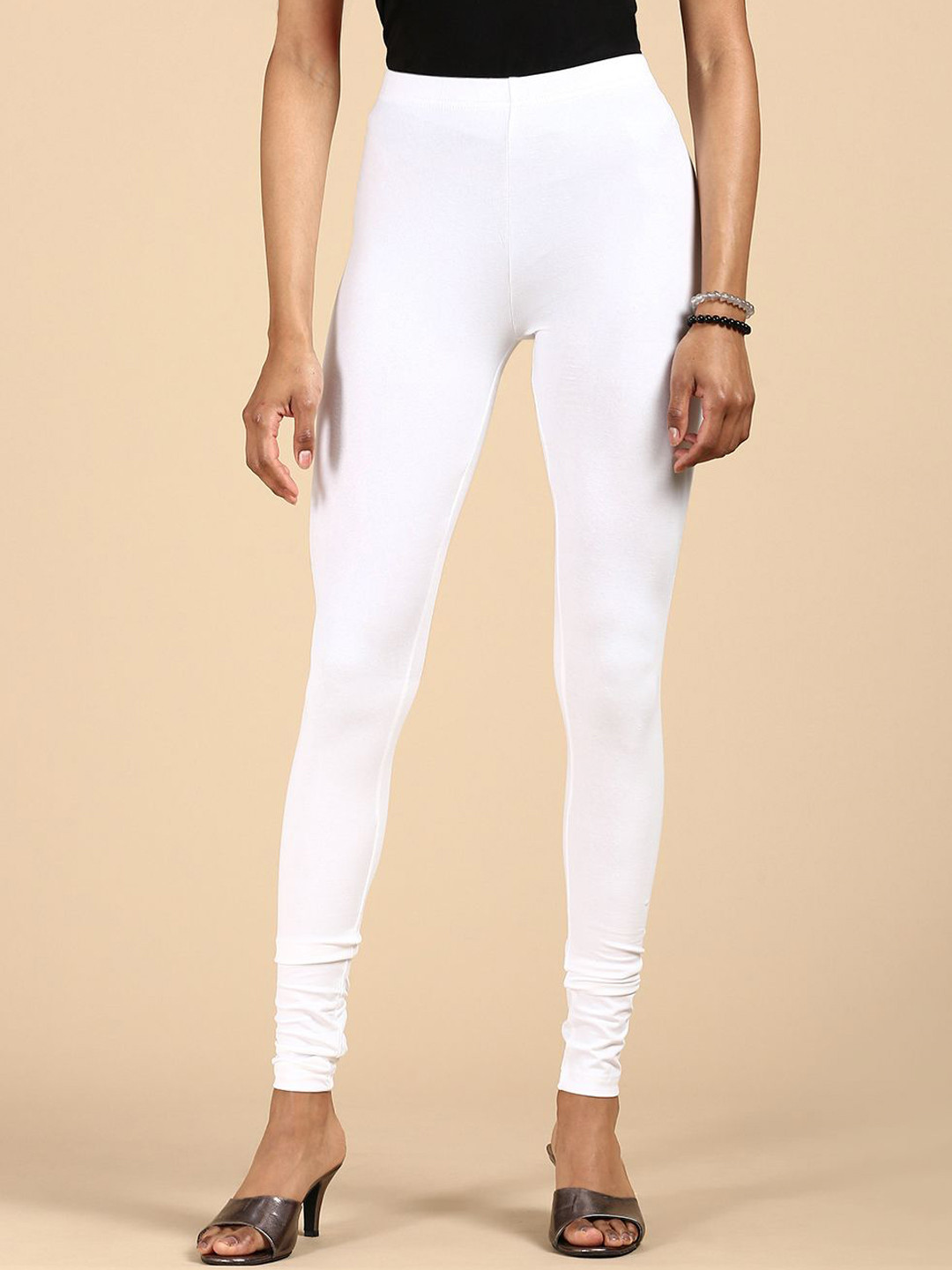 De Moza Women Pack Of 2 Mid-Rise Churidar Length Cotton Leggings