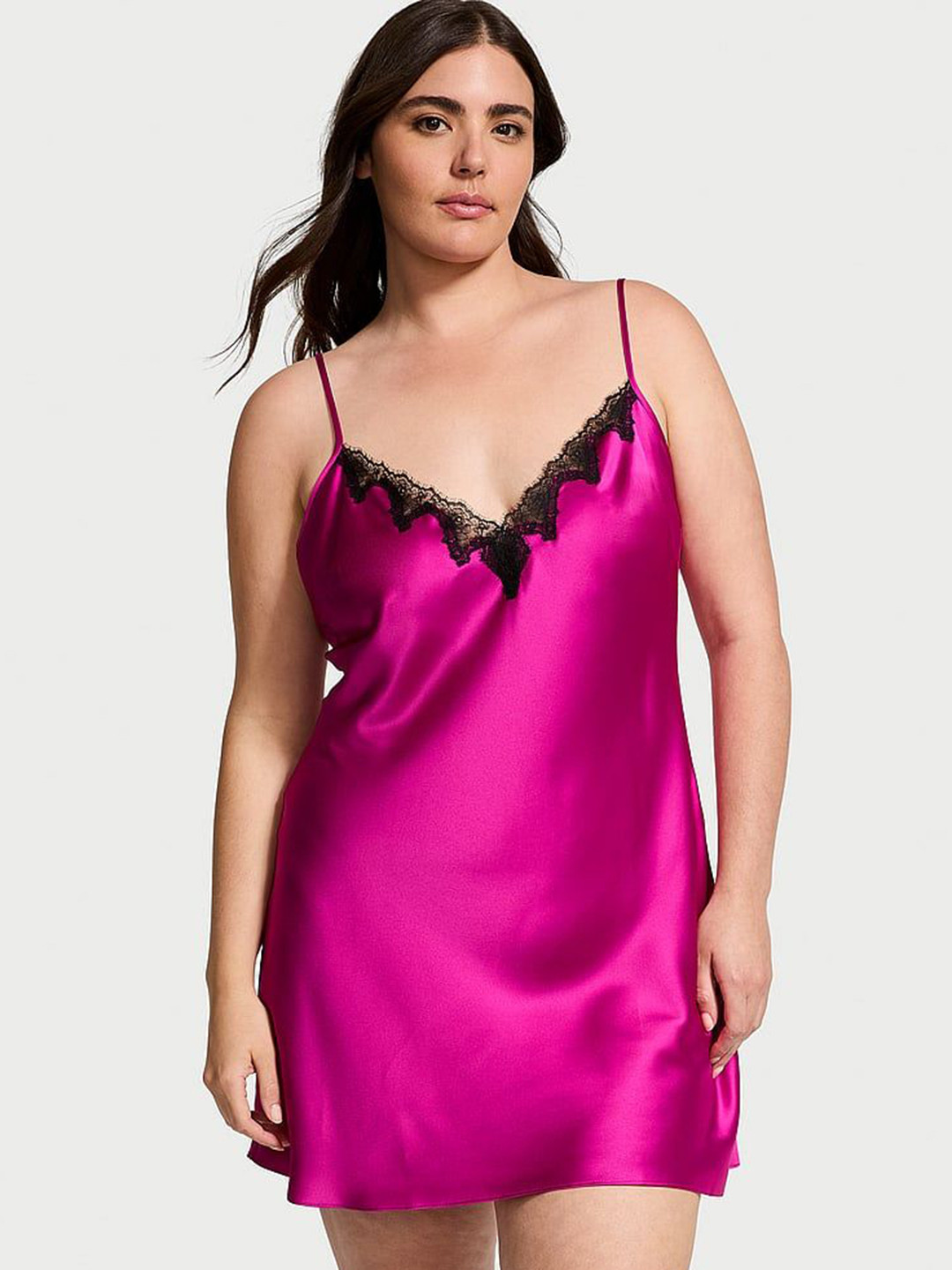 Victoria's Secret Satin & Rose Lace Mini Slip