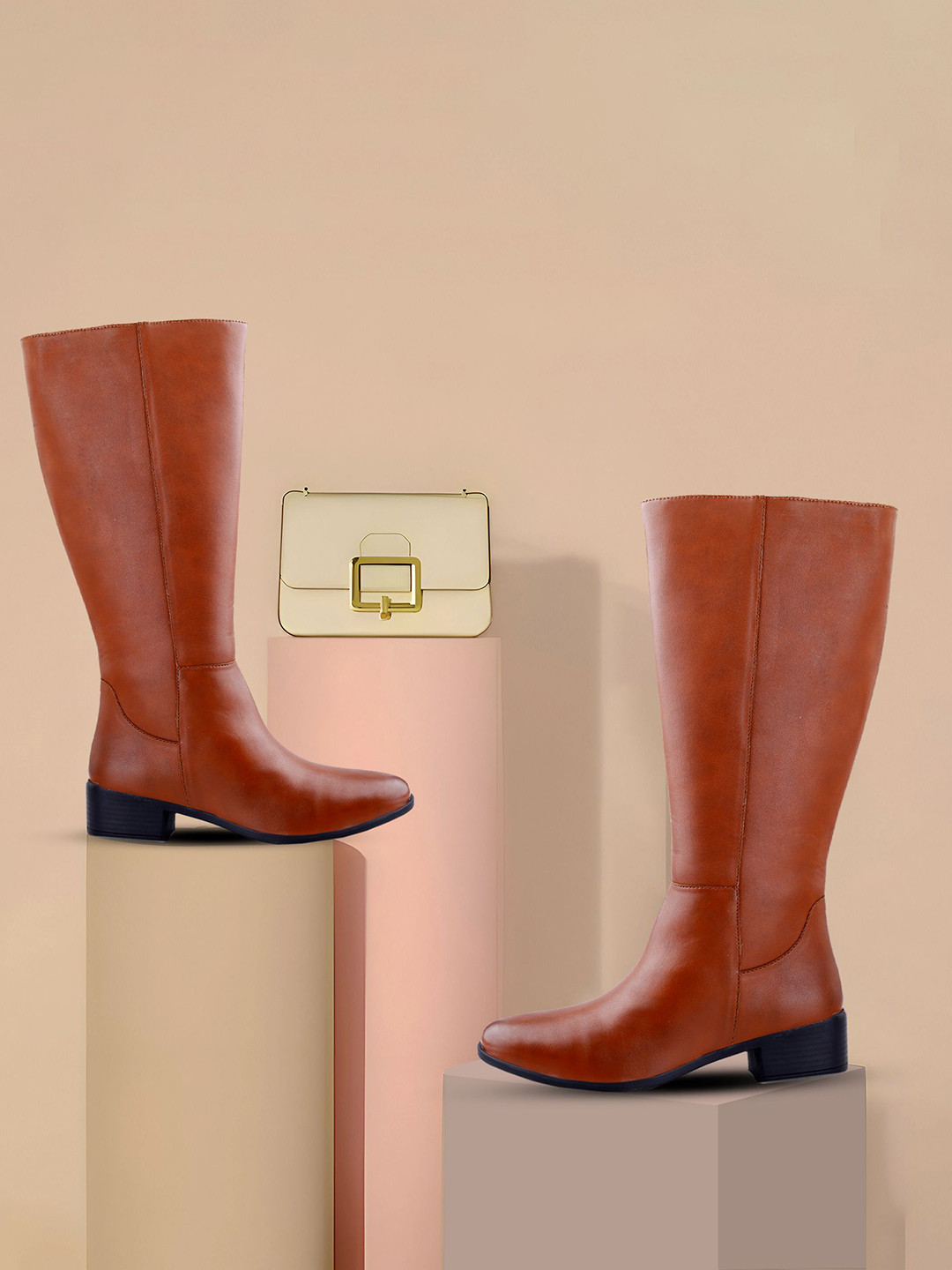 Bxxy Women High-Ankle Knee-Length Zipper Boots