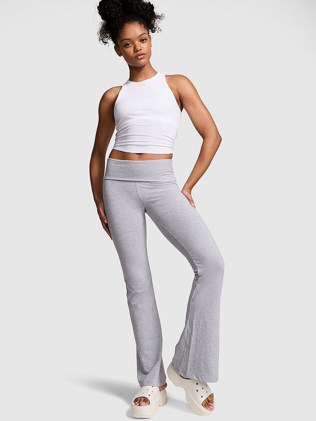 Victoria's Secret PINK All-Day Cotton Foldover Flare Leggings