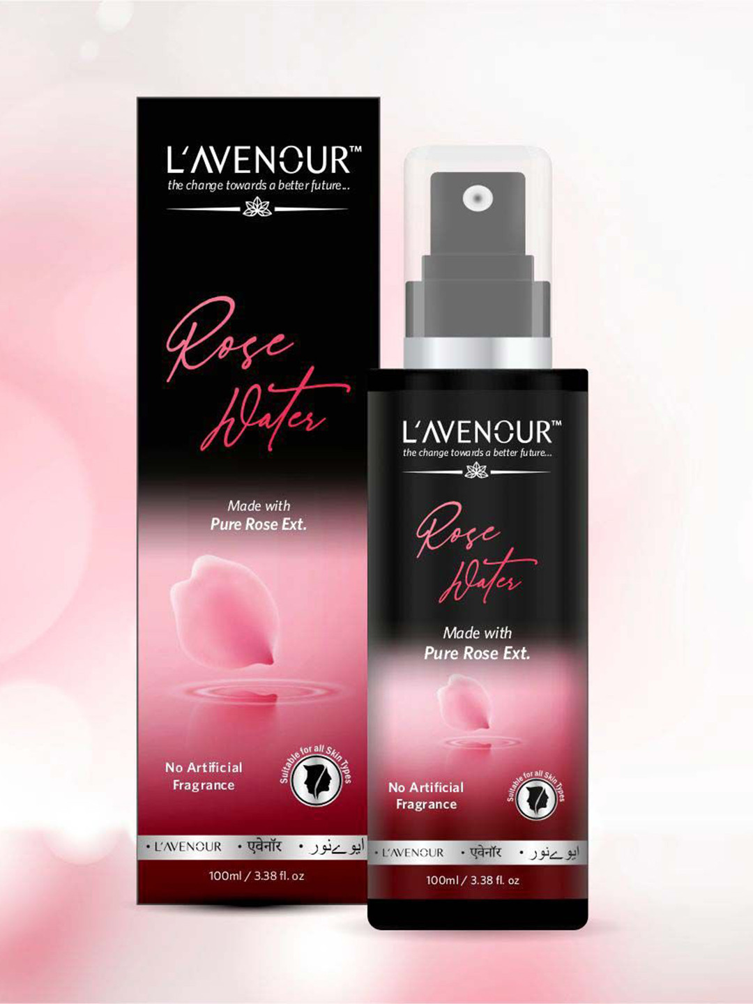 L'AVENOUR Steam Distilled Pure Rose Water For Glowing & Hydrated Skin-100 ml