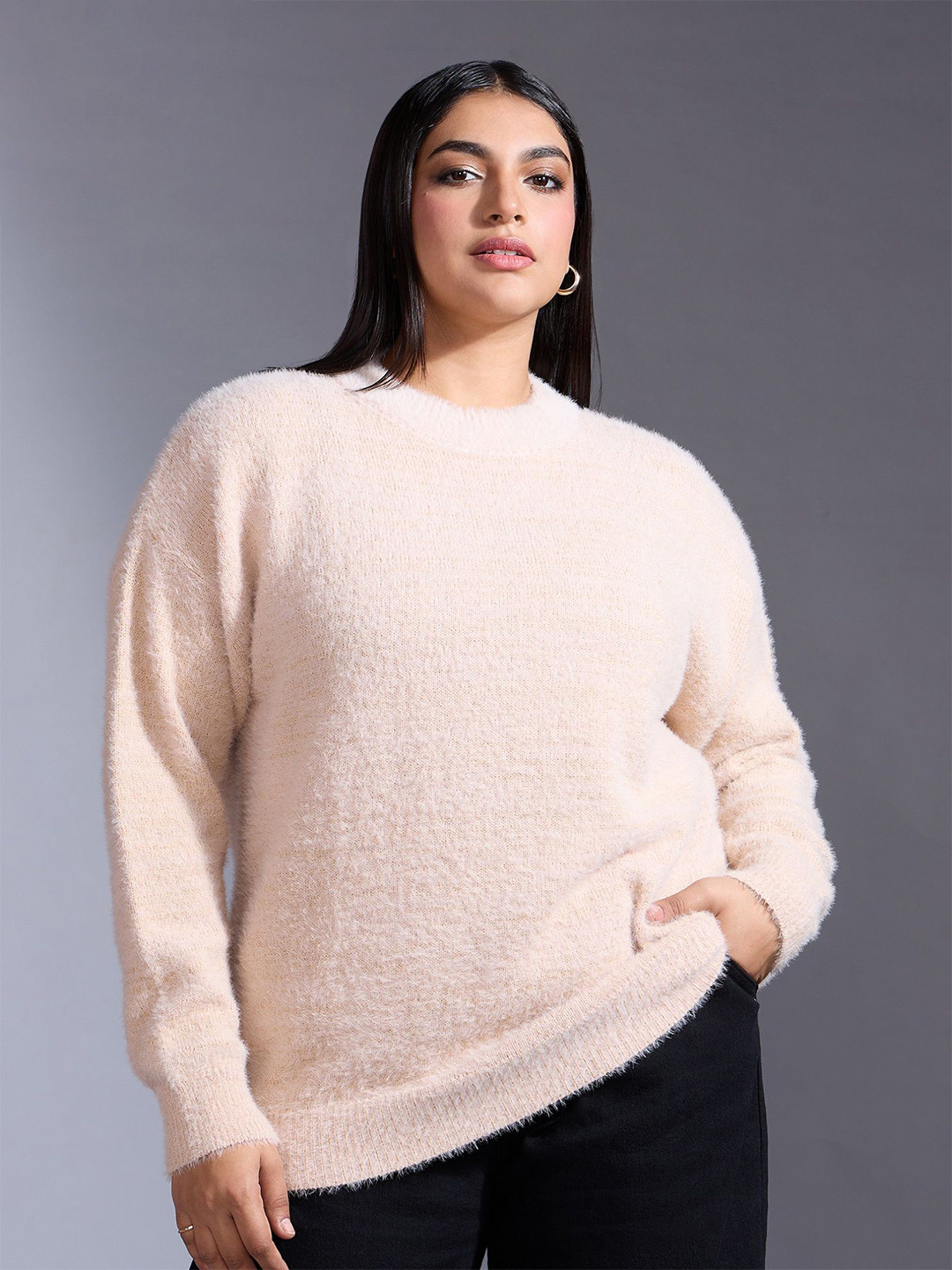 20Dresses Women Plus Size Round Neck Long Sleeves Pullover Sweater