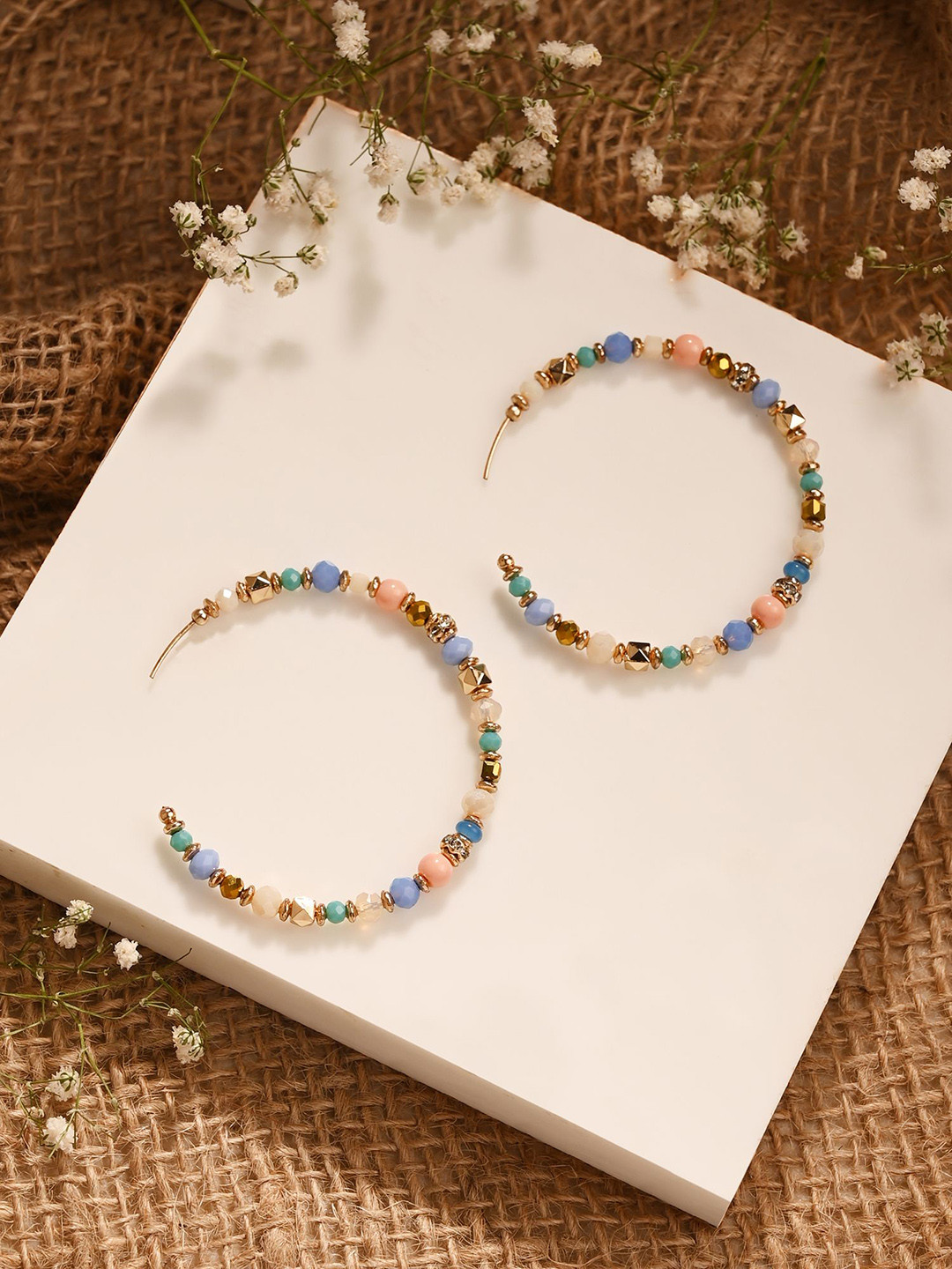 Accessorize Beaded Circular Half Hoop Earrings