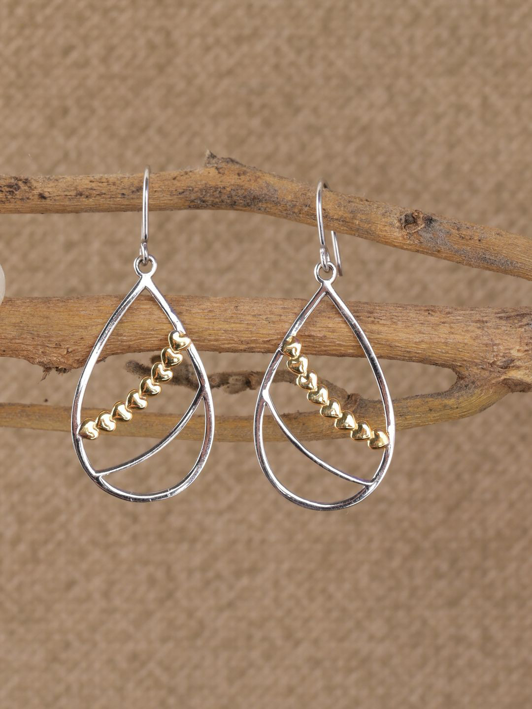 Clara 925 Sterling Silver Gold-Plated Geometric Emery Drop Earrings