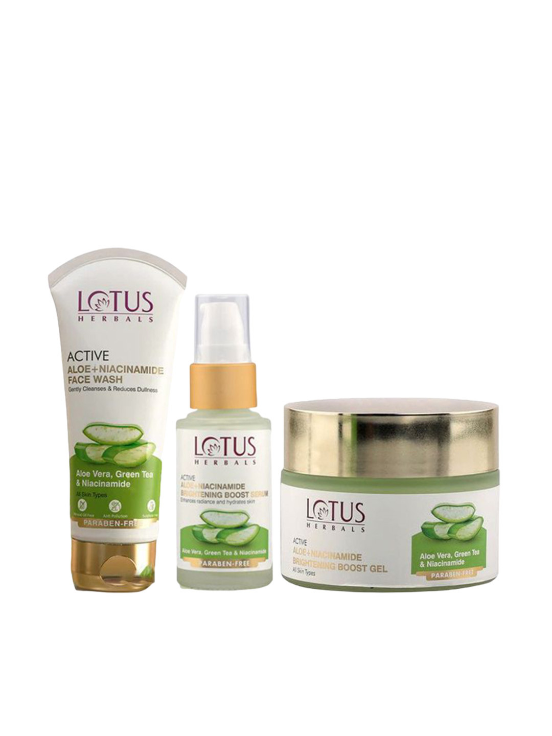 Lotus Herbals Set Of 3 Active Aloe Boost Gel 50 g With Face Wash- 100 g & Serum-30 ml