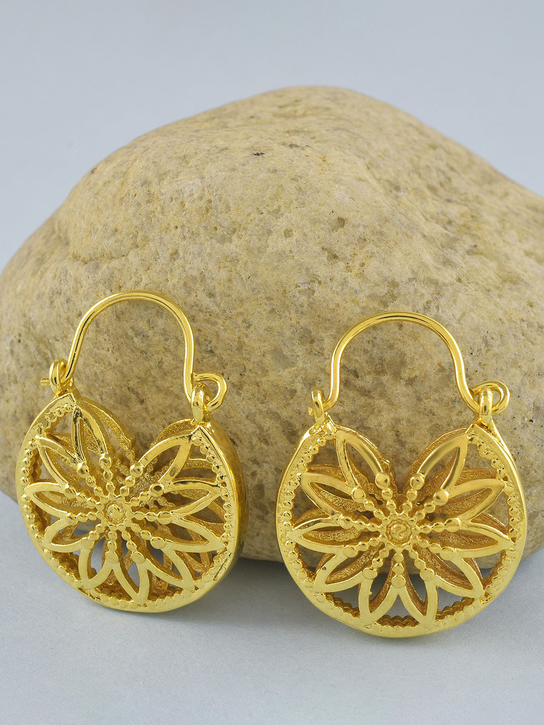 MEMOIR Gold-Plated Basket Shaped Hoop Earrings