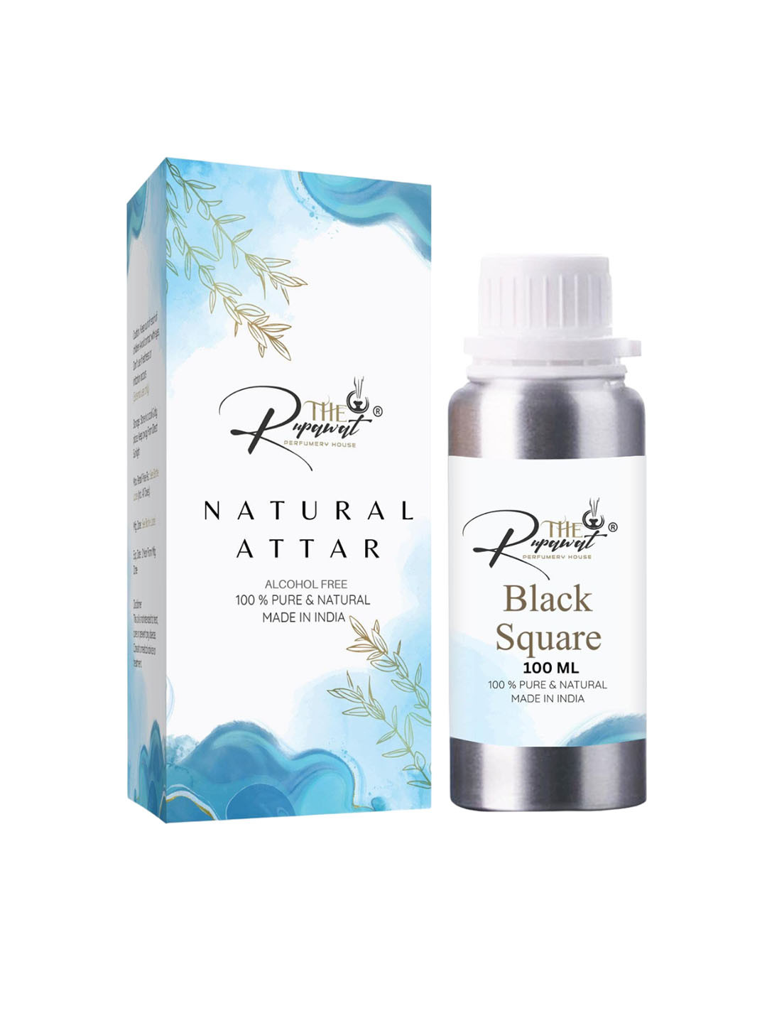 THE RUPAWAT Perfumery House Black Square 100% Natural & Pure Alcohol Free Attar - 100 ml