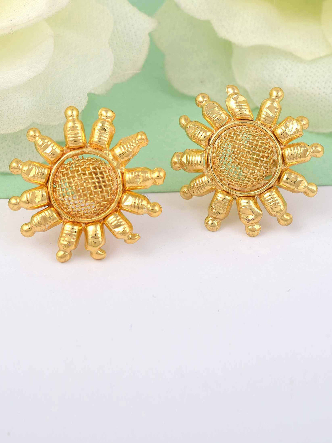 MEMOIR Gold-Plated Sun Shaped Studs Earrings