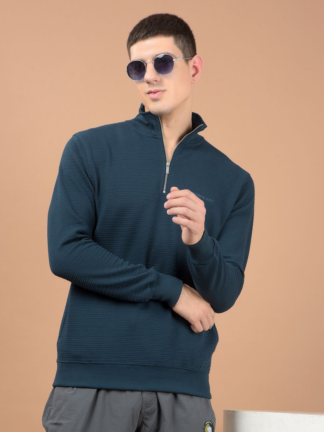 Force NXT Men Half Zipper Cotton Sweatshirt