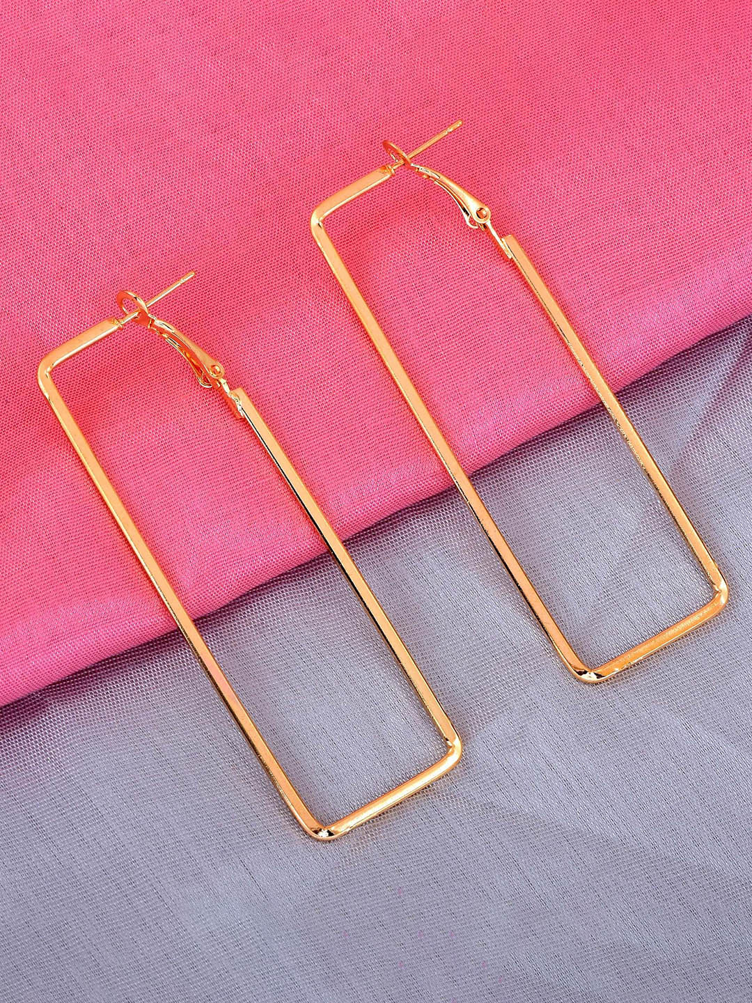 MEMOIR Gold-Plated Rectangle Shaped Hoop Earrings