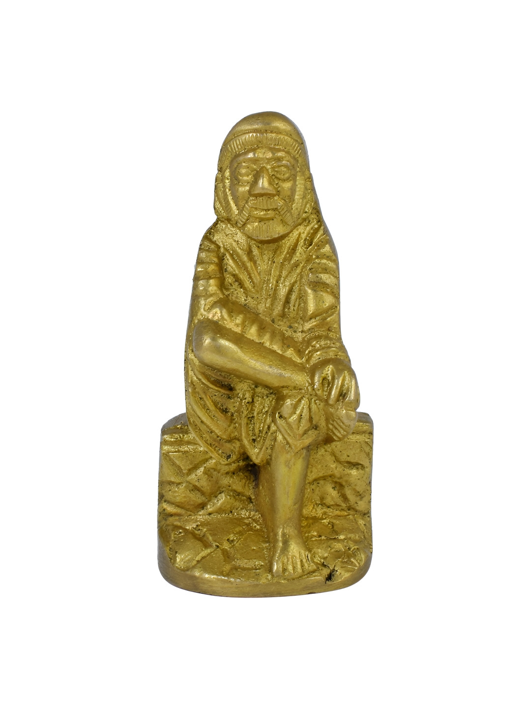 MEMOIR Shirdi Sai Baba Gold Brass Metallic Prayer Room Tiny Showpiece - 2.5 Inches
