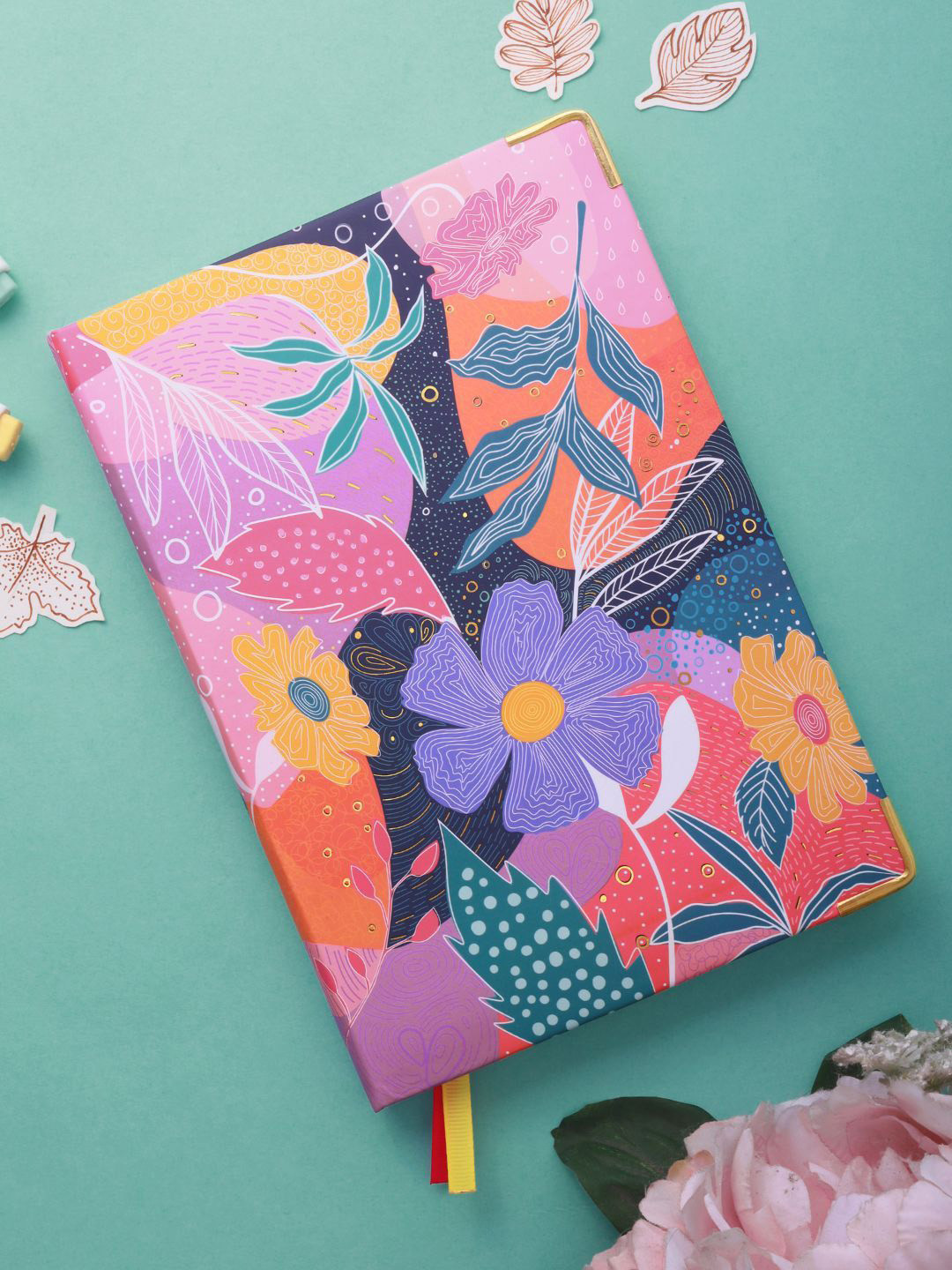 Doodle Flower Fiesta Self Design A5 Notebook with Metal Corner