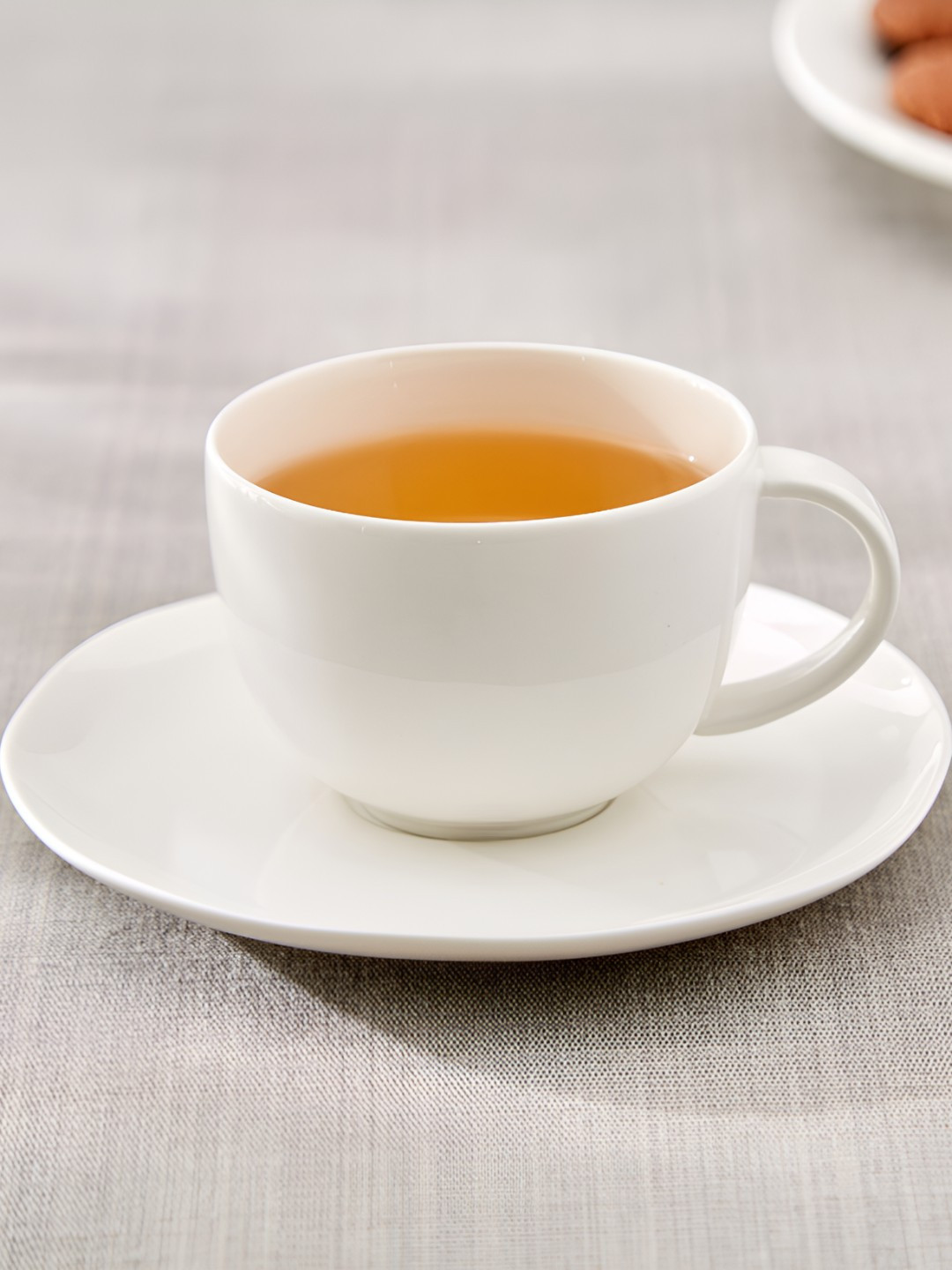 Home Centre Marshmallow pebble White Porcelain Matte Cup and Saucer - 200ml