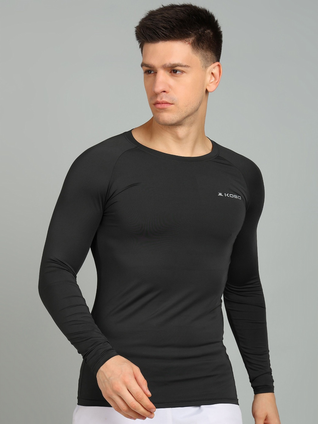 KOBO Men Solid Compression Dry Fit Gym T-shirt