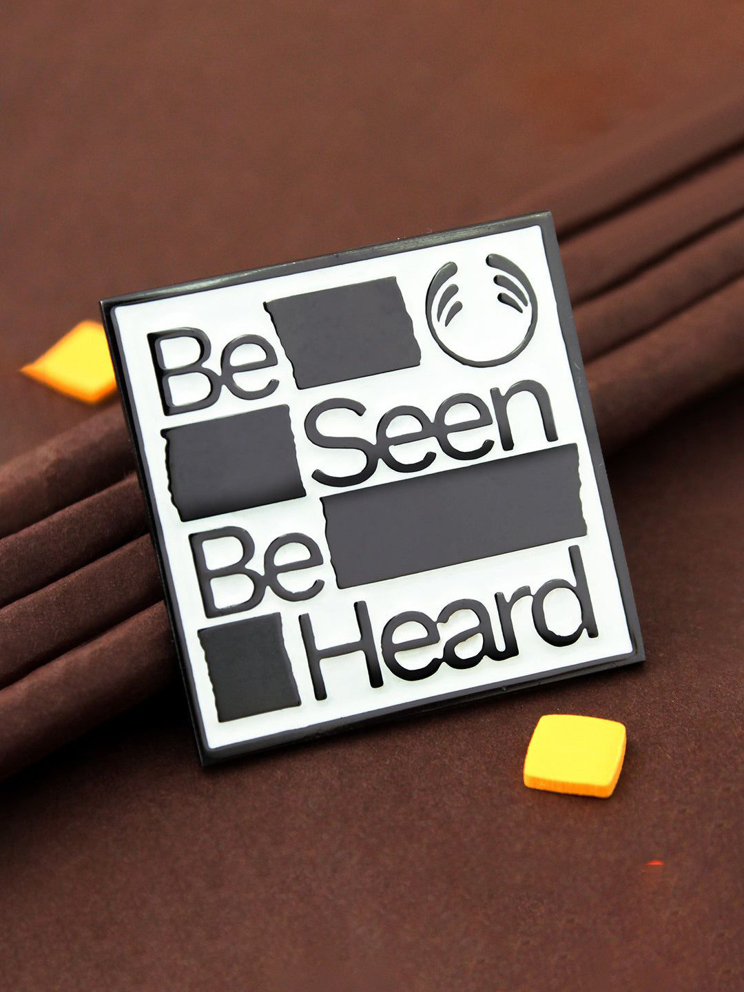 Kavove Men White SquareCraft Brass Brooch