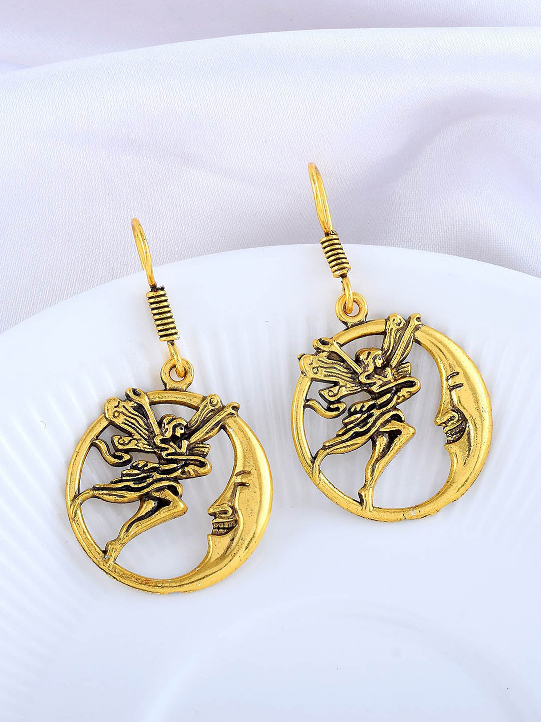 MEMOIR Gold Plated Flying Angels Contemporary Drop Earrings