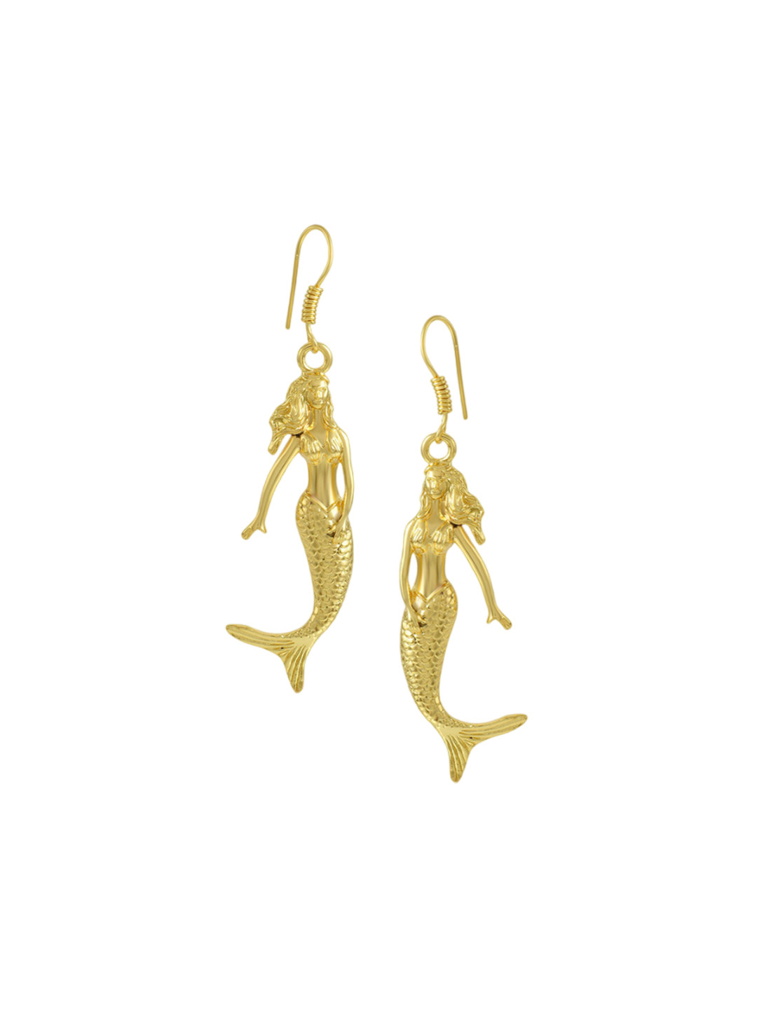 MEMOIR Gold-Plated Contemporary Mermaid Drop Earrings