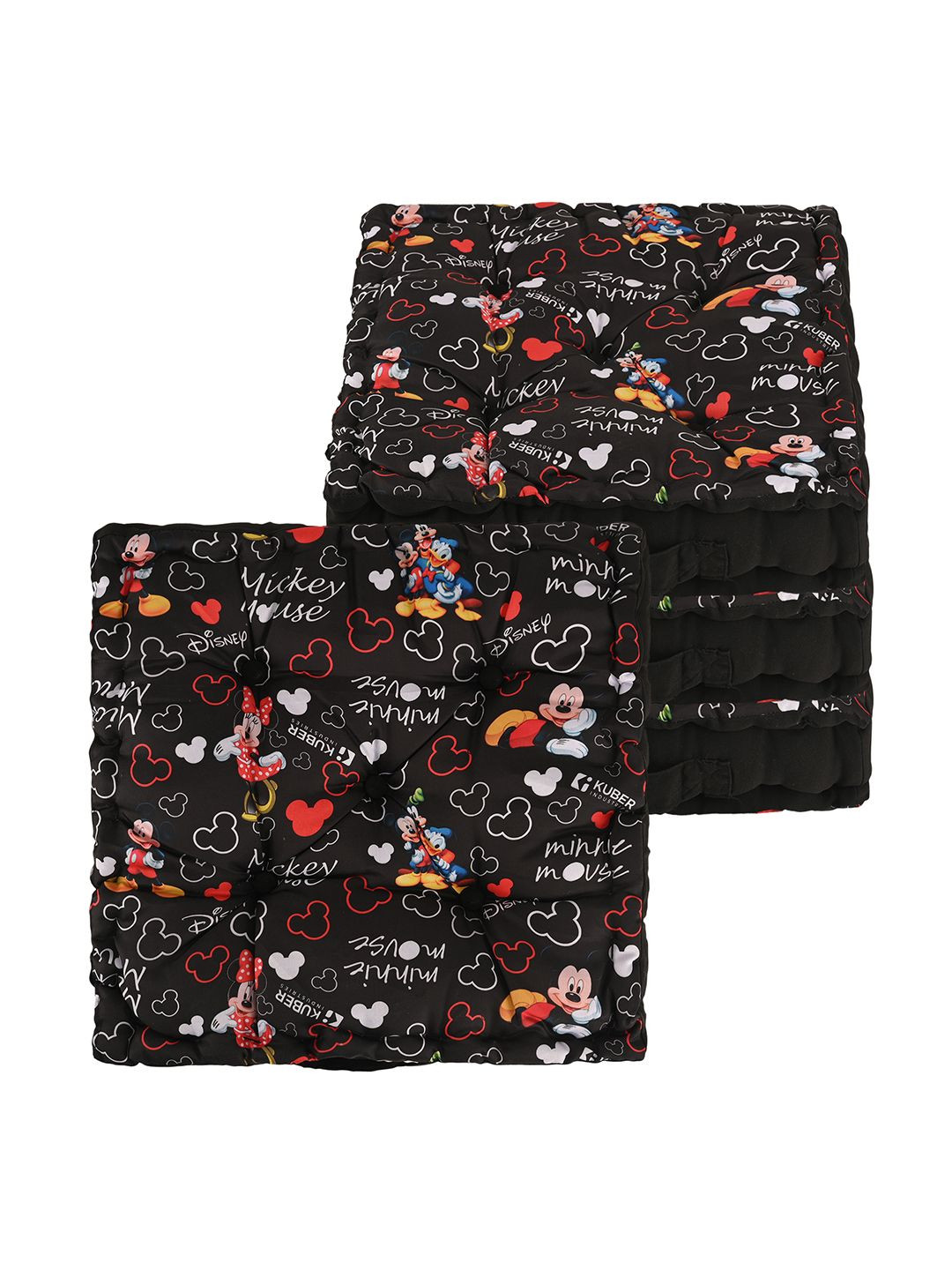 Kuber Industries Black & Red 4 Pieces Disney Printed Chair Pads