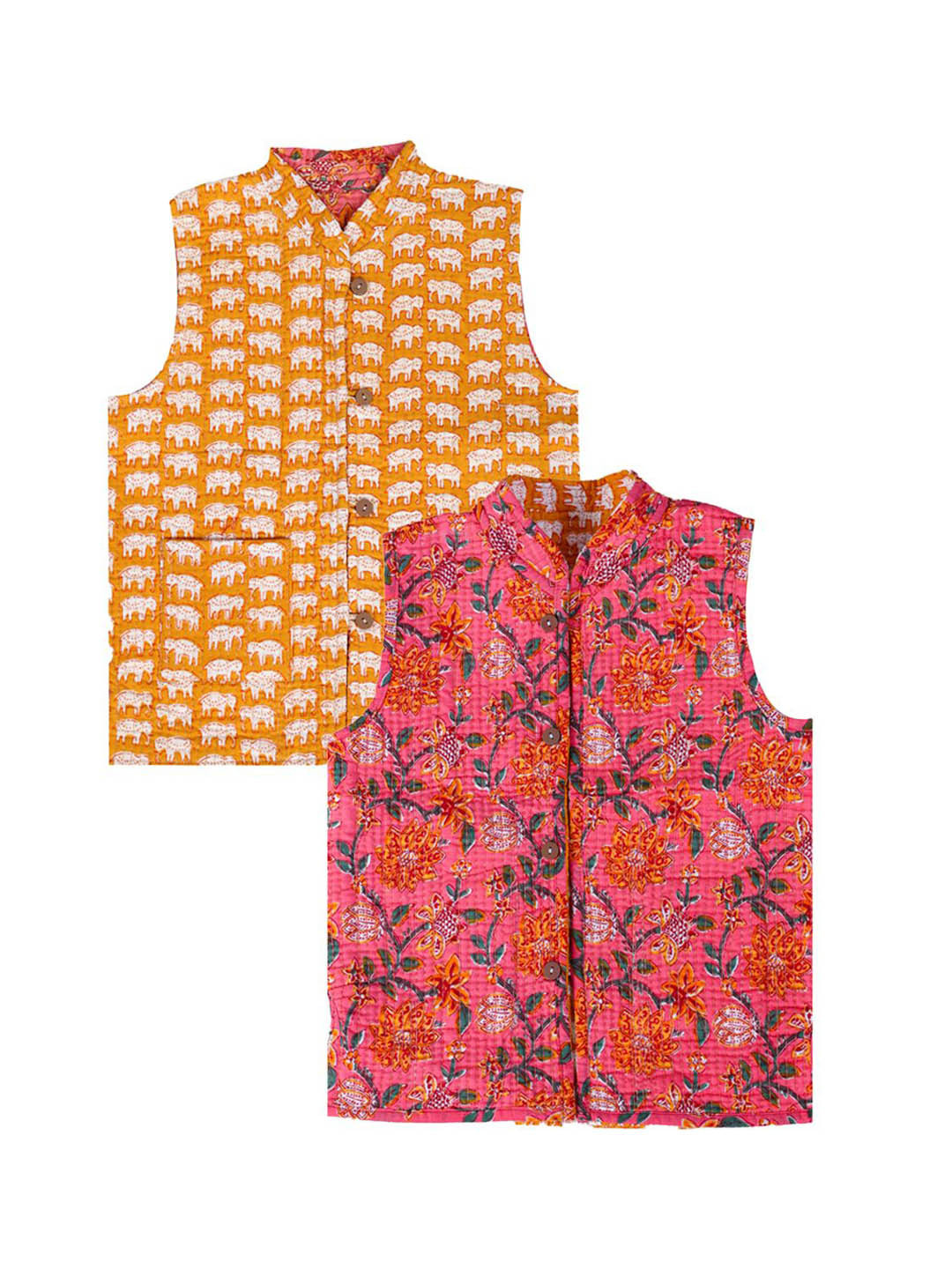 BownBee Kids Printed Reversible Nehru Jackets