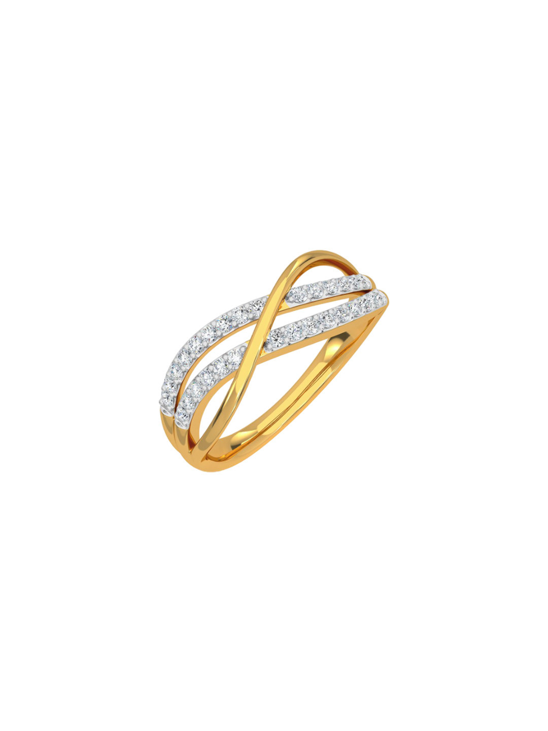 KISNA DIAMOND AND GOLD JEWELLERY Women 14KT Rouena Diamond Finger Ring 2.58g