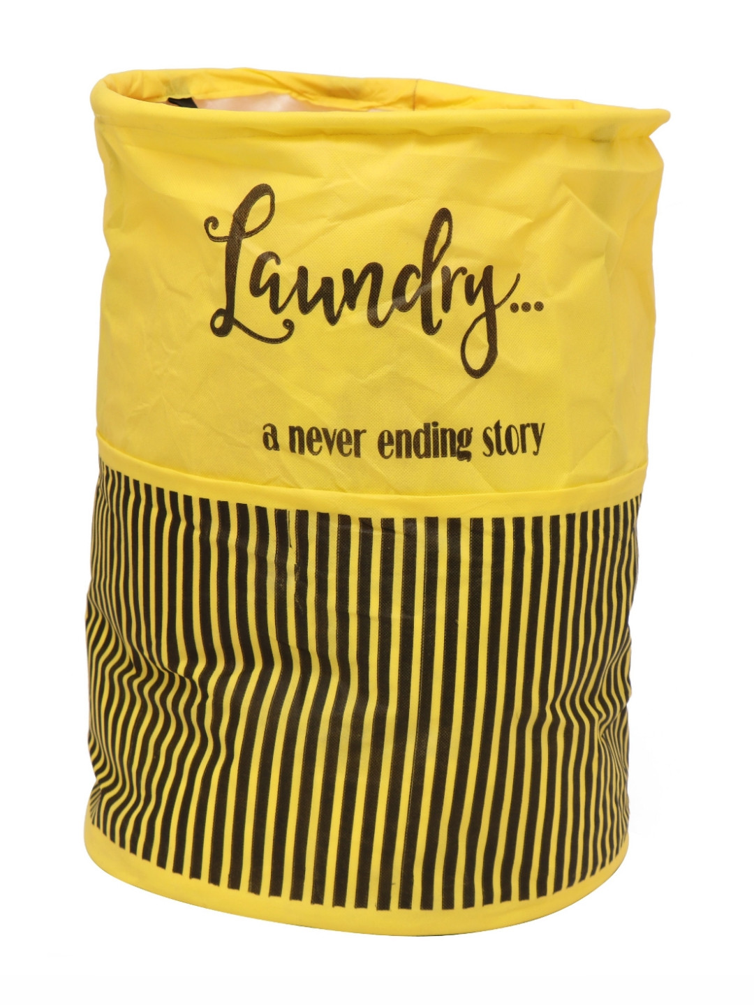 Aura Yellow & Black Printed Canvas Foldable Laundry Bags