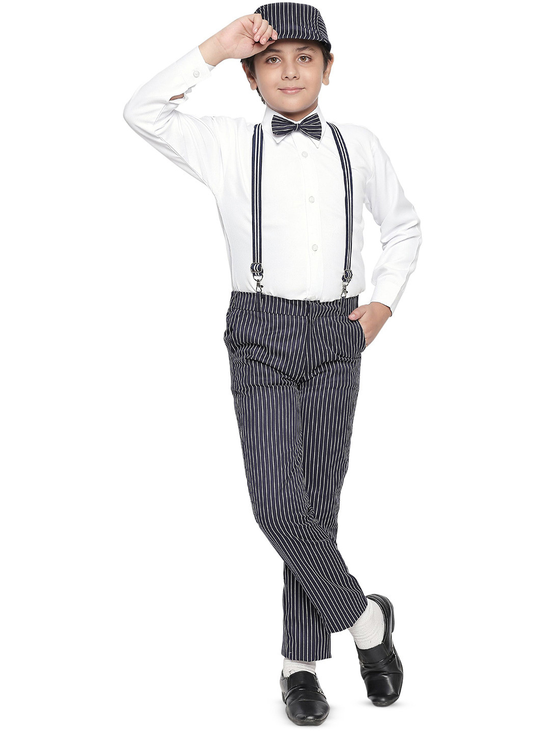 Jeetethnics Boys Long Sleeves Shirt with Trousers & Suspenders