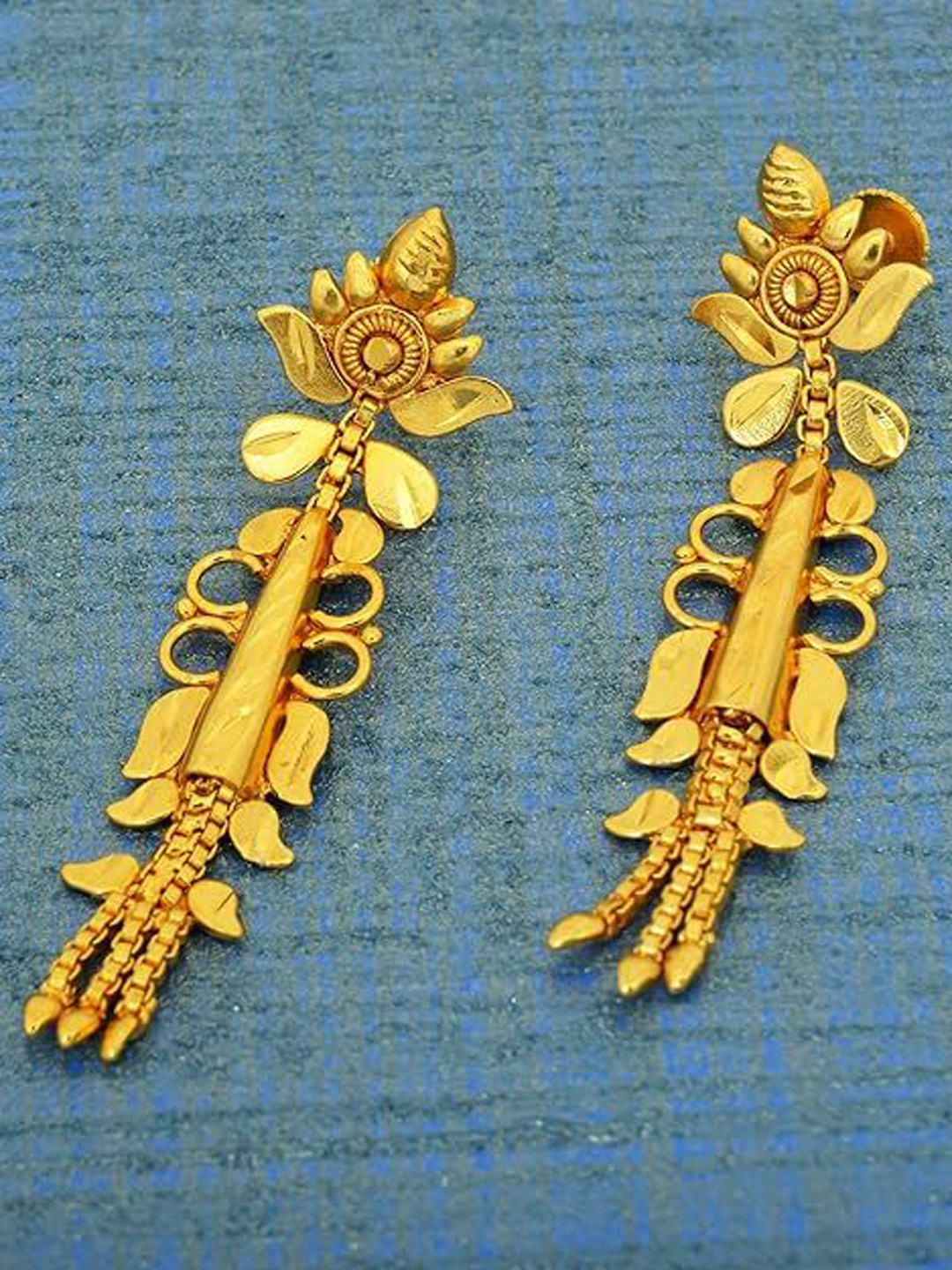 MEMOIR Gold-Plated Floral Stem Design Drop Earrings