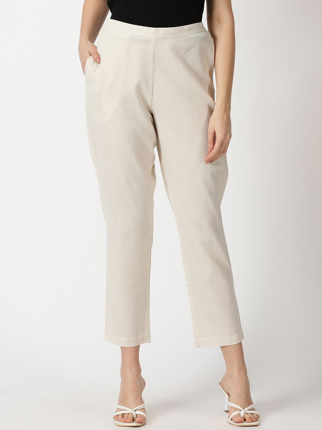 Saffron Threads Women Original Straight Fit Easy Wash Trousers