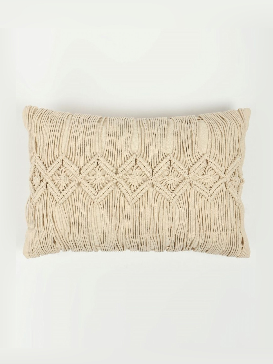 Art Avenue Self Design Cotton Handcrafted Textured Rectangle Cushion Cover -16x24In