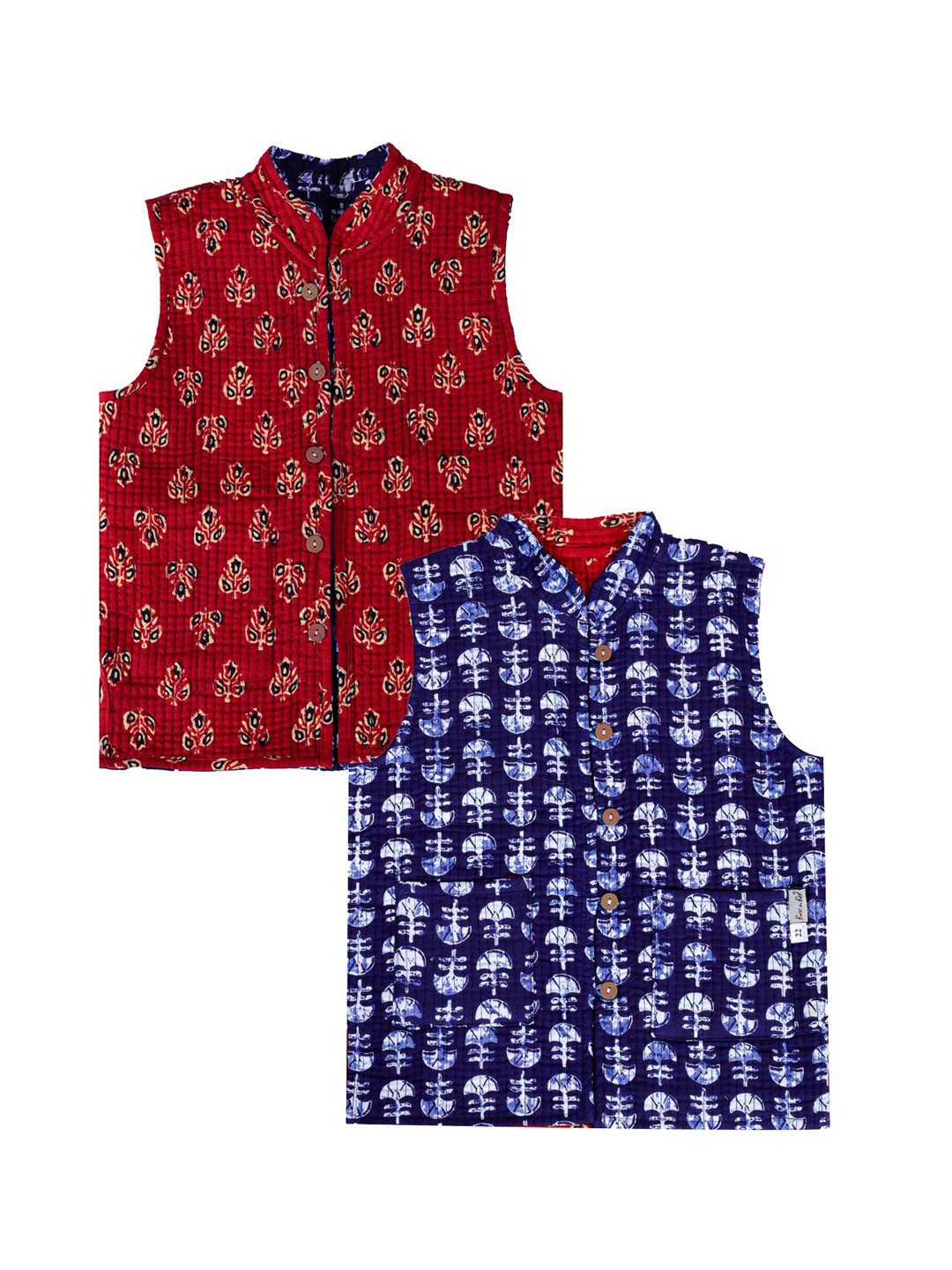 BownBee Kids Mandarin Collar Sleeveless Reversible  Jacket