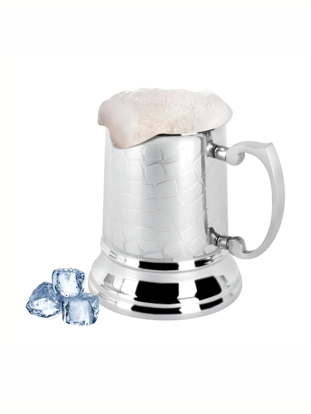 smart serve Silver Toned 4 Pieces Stainless Steel Beer Mug 400ml