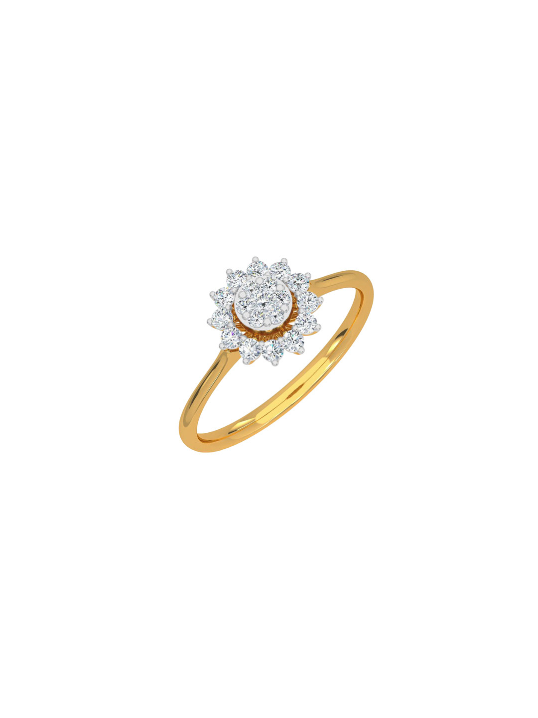KISNA DIAMOND AND GOLD JEWELLERY Women 18KT Yellow Gold Cady Diamond Ring 1.55gm